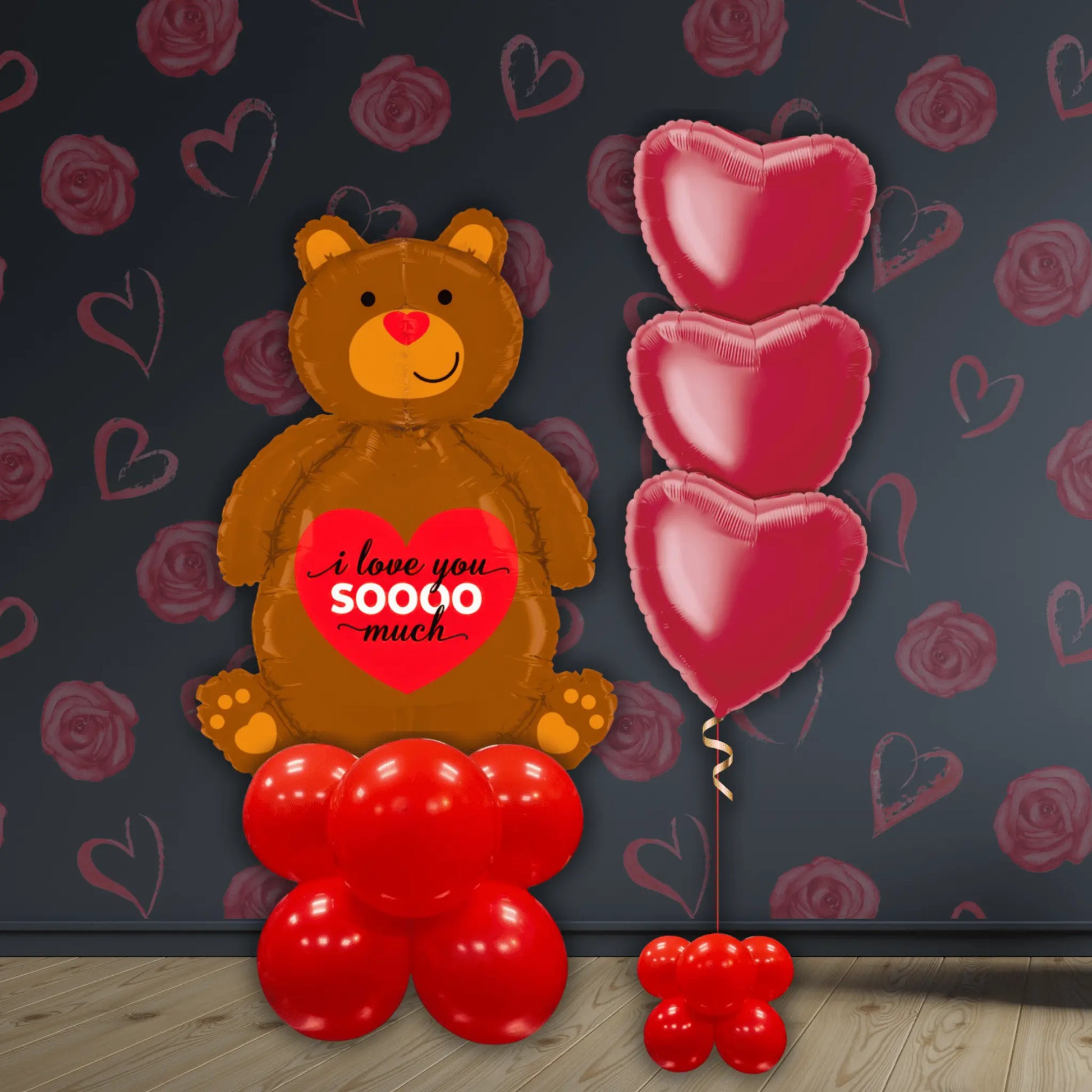 I Love You So Much Bear Balloon Stack