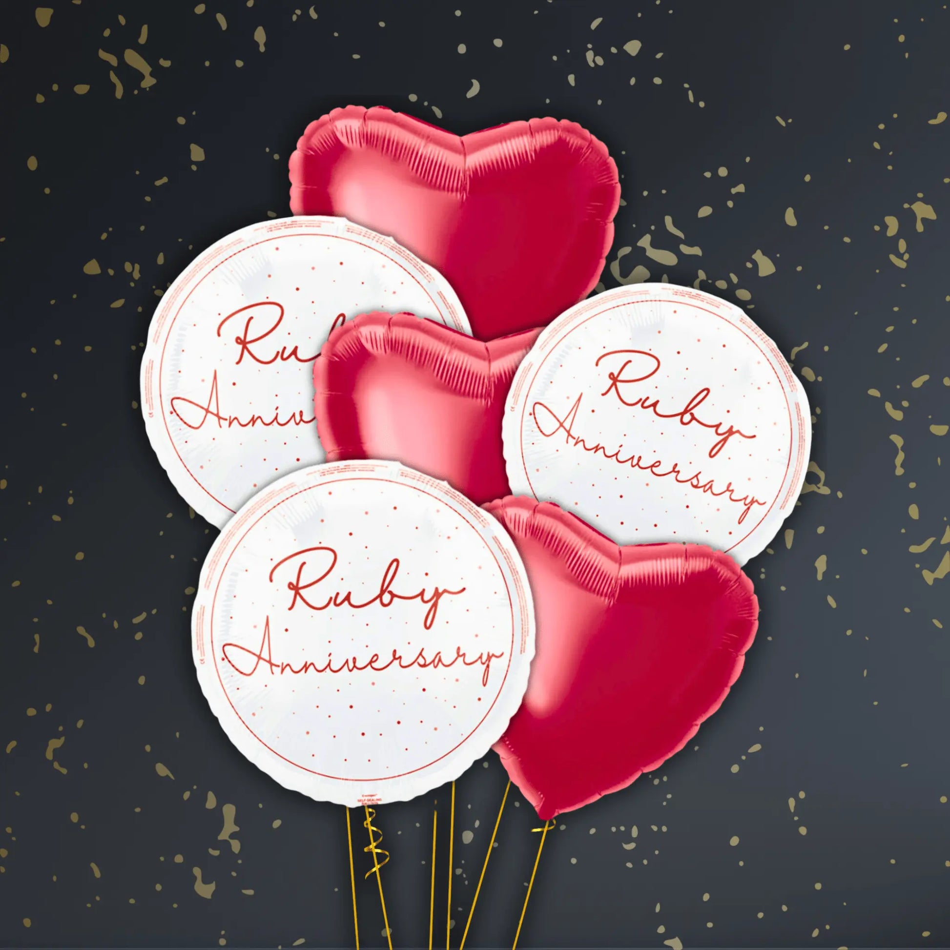 40th/Ruby Anniversary Balloon Package - Helium Filled