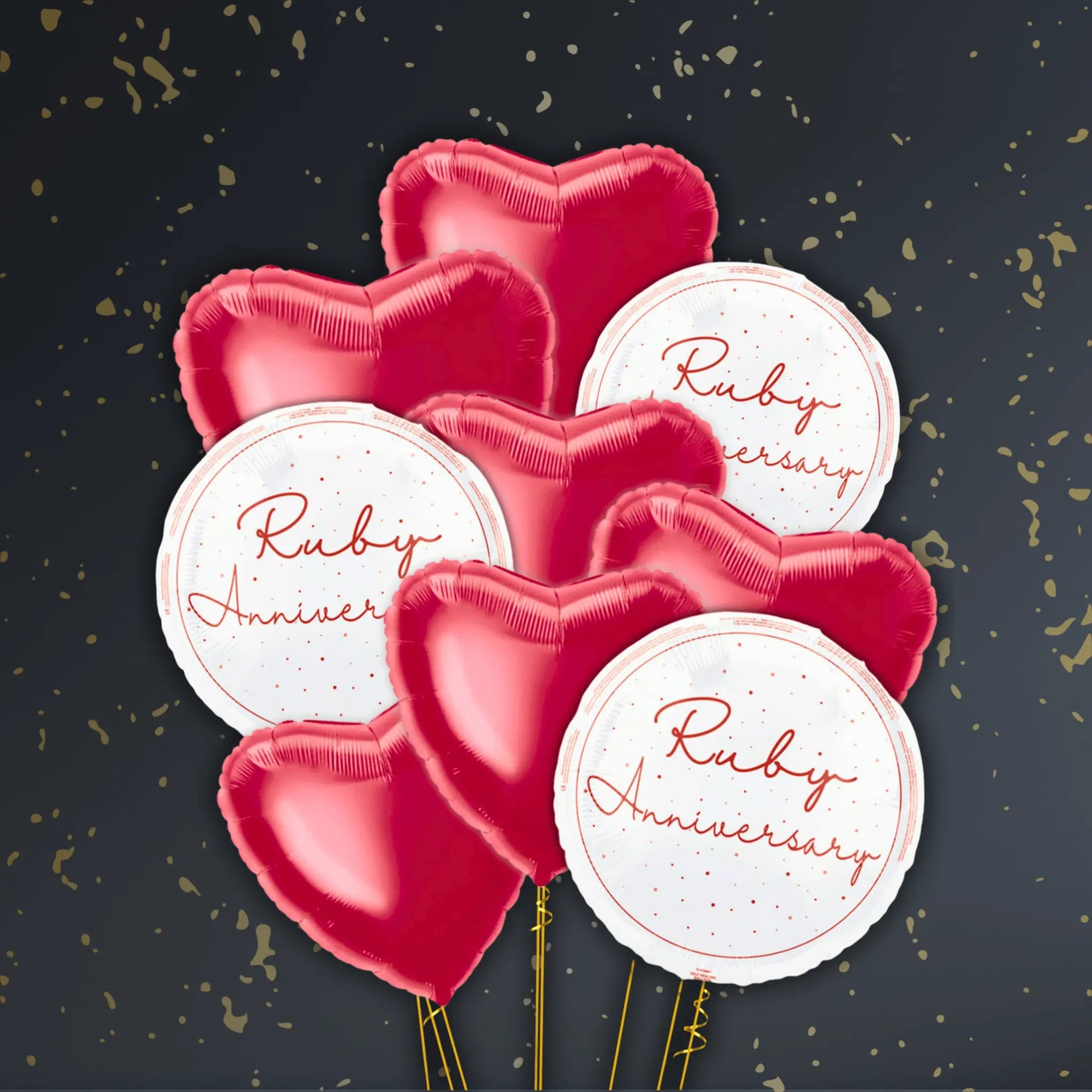 18" Ruby 40th Anniversary Foil Balloon – Single or Balloon Bouquet | The Party Hut
