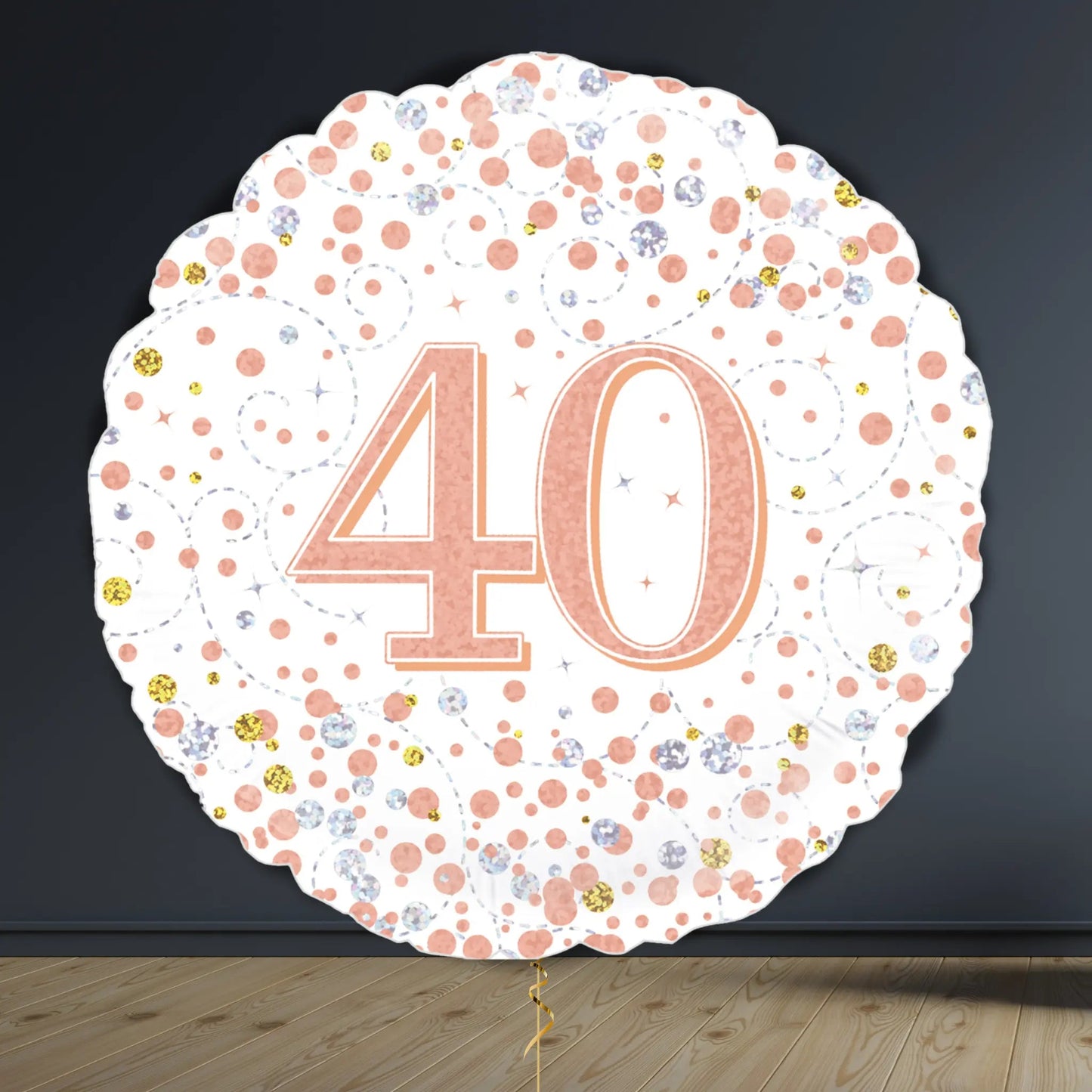 40th Birthday Balloon Package | Rose Gold Hearts, Helium | The Party Hut Cheltenham