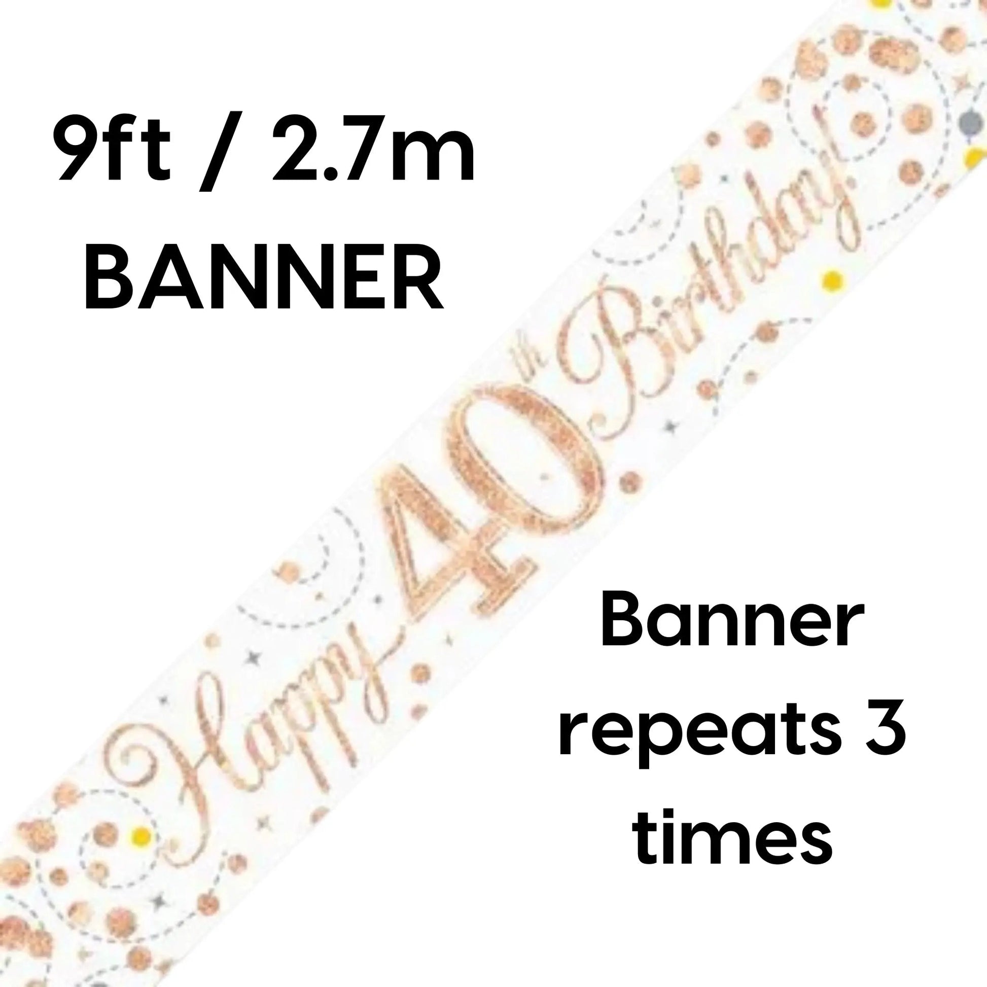 40th Birthday Banner Rose Gold | Sparkling Fizz Design