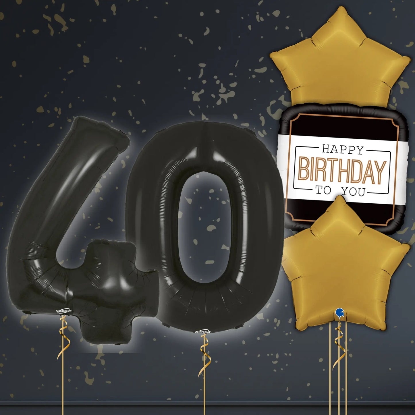 🎈 40th Birthday Black Numbers Balloon Package – Helium - Filled & Weighted! 🖤✨ | The Party Hut Cheltenham