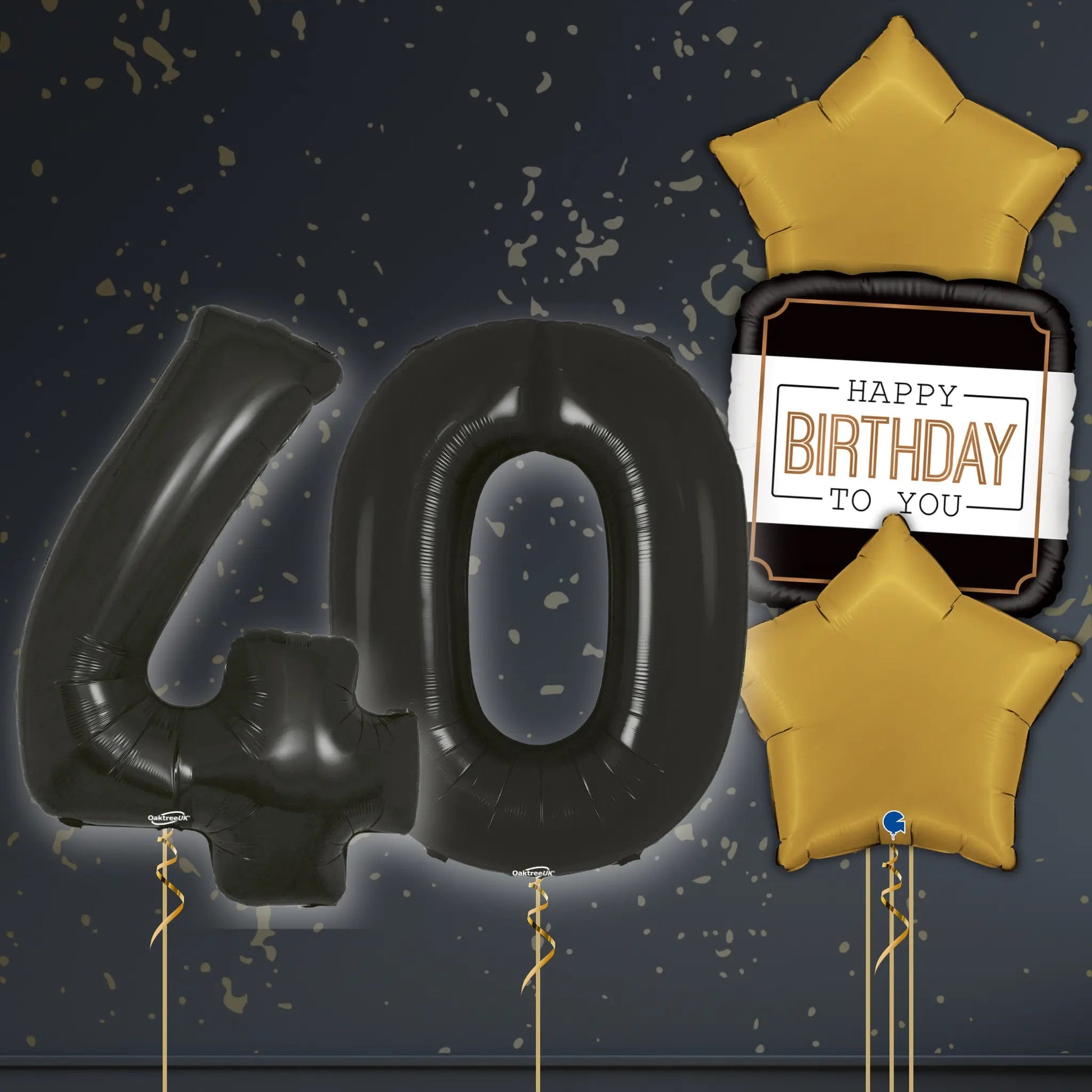 🎈 40th Birthday Black Numbers Balloon Package – Helium-Filled & Weighted! 🖤✨
