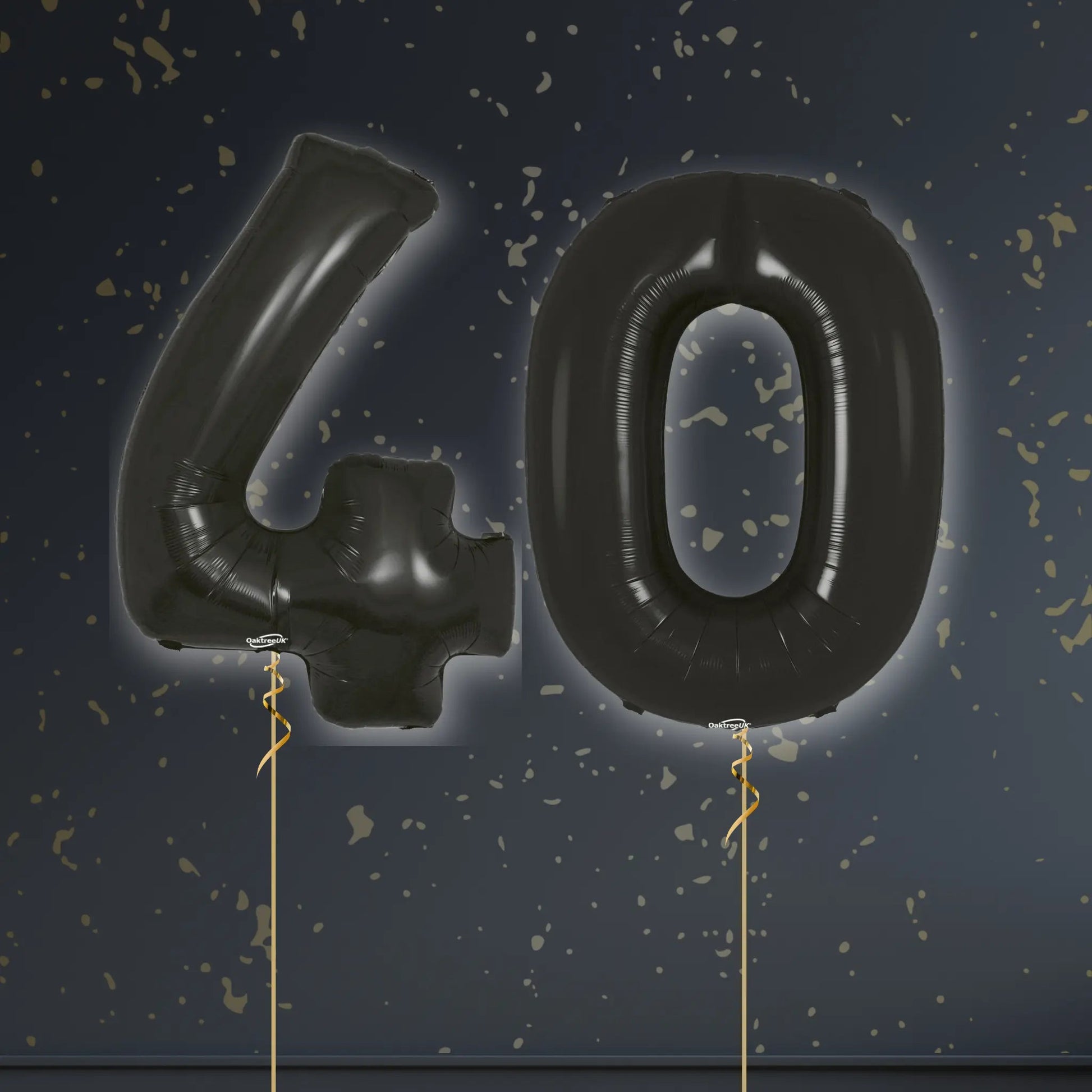 🎈 40th Birthday Black Numbers Balloon Package – Helium-Filled & Weighted! 🖤✨
