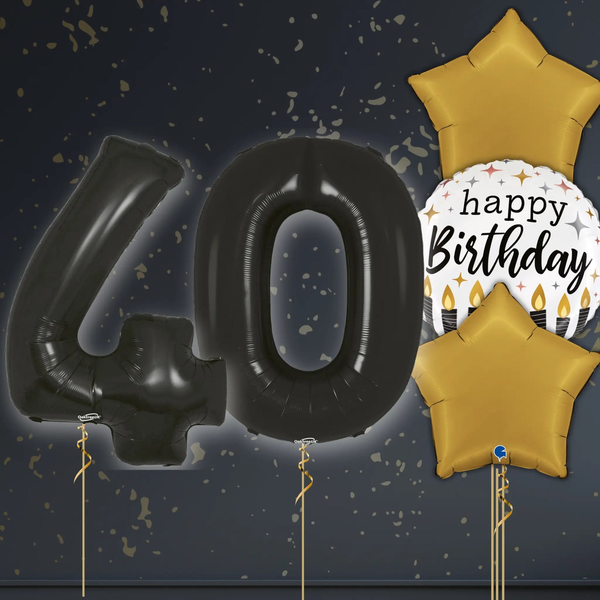 🎈 40th Birthday Black Numbers Balloon Package – Helium-Filled & Weighted! 🖤✨