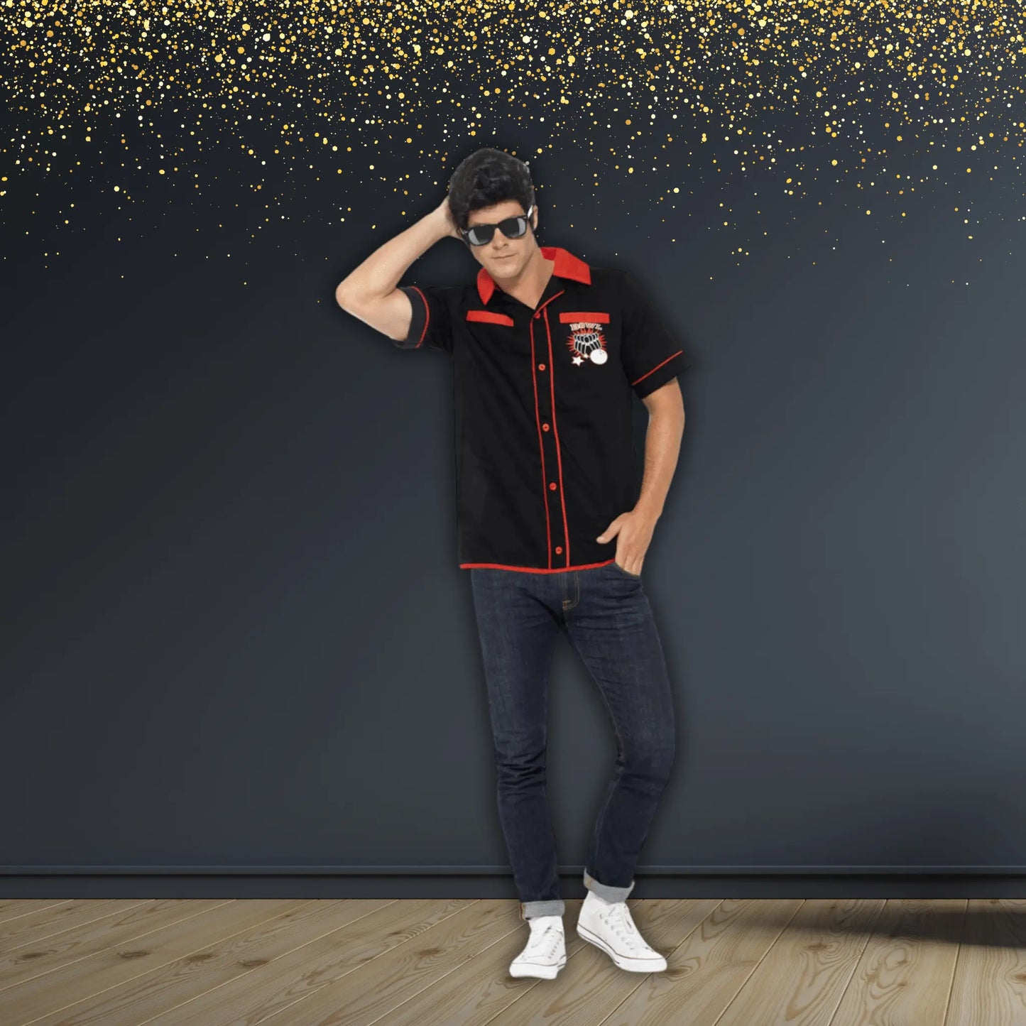 50s Bowling Shirt with "Strike It Lucky" Motifs | The Party Hut