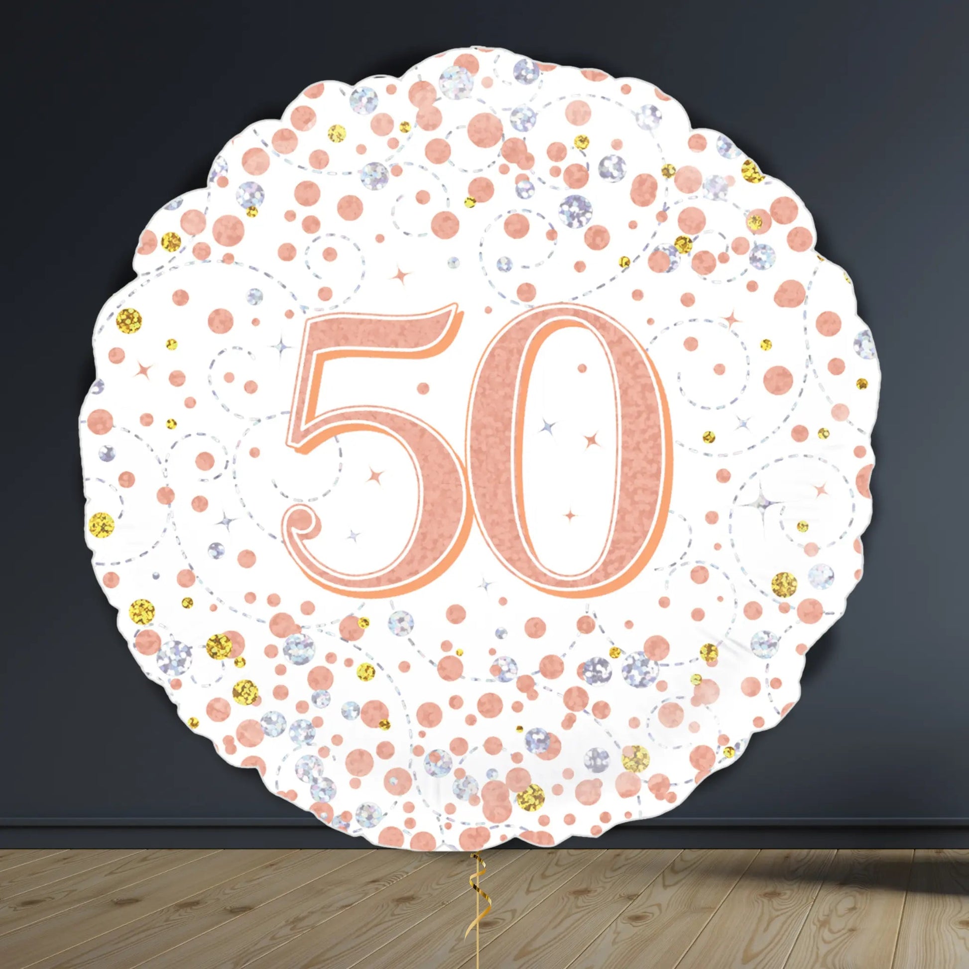 50th Birthday Balloon Package | Rose Gold Hearts & Helium
