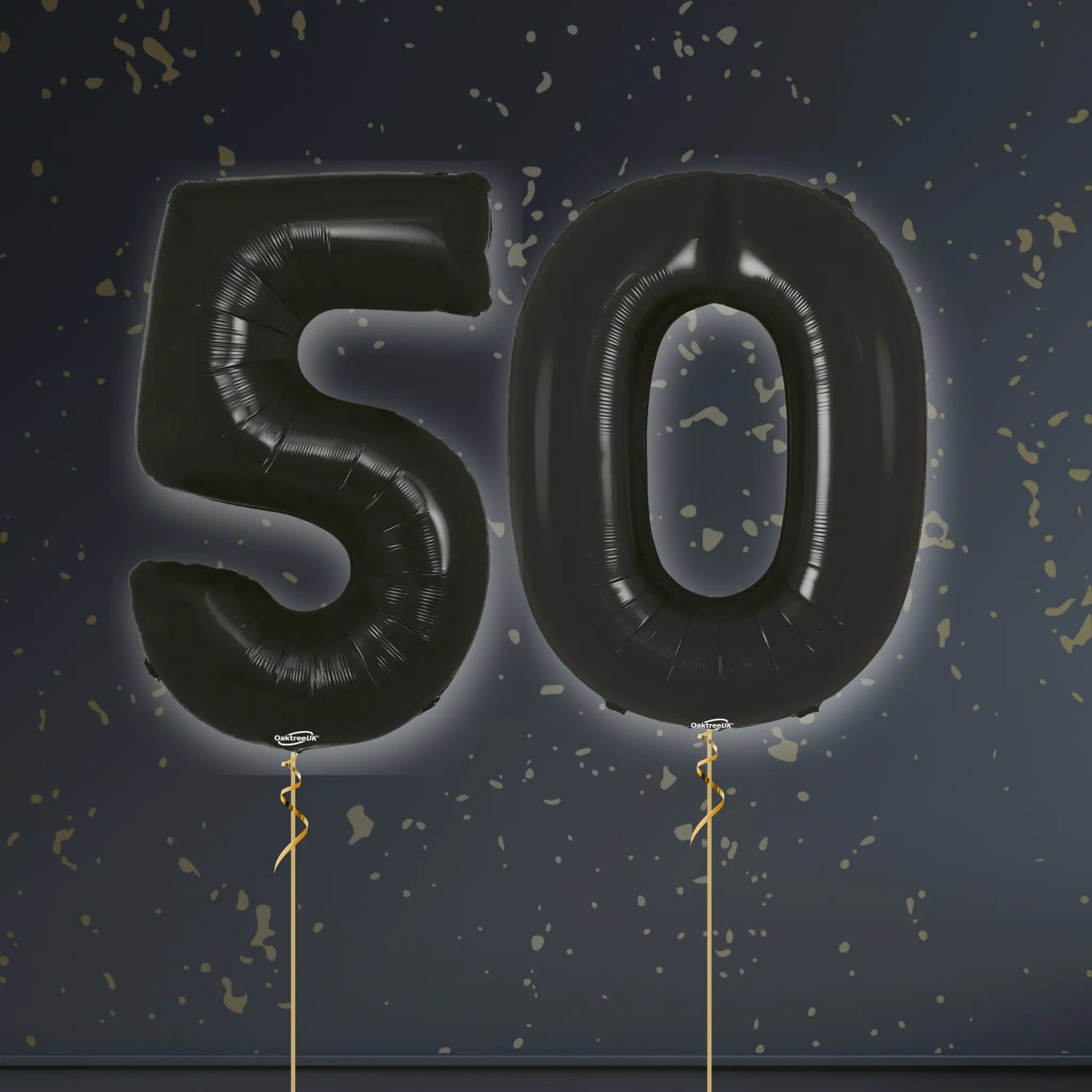 🎈 50th Birthday Black Foil Number Balloon Package – Luxe Celebration Balloons ✨🖤🎉