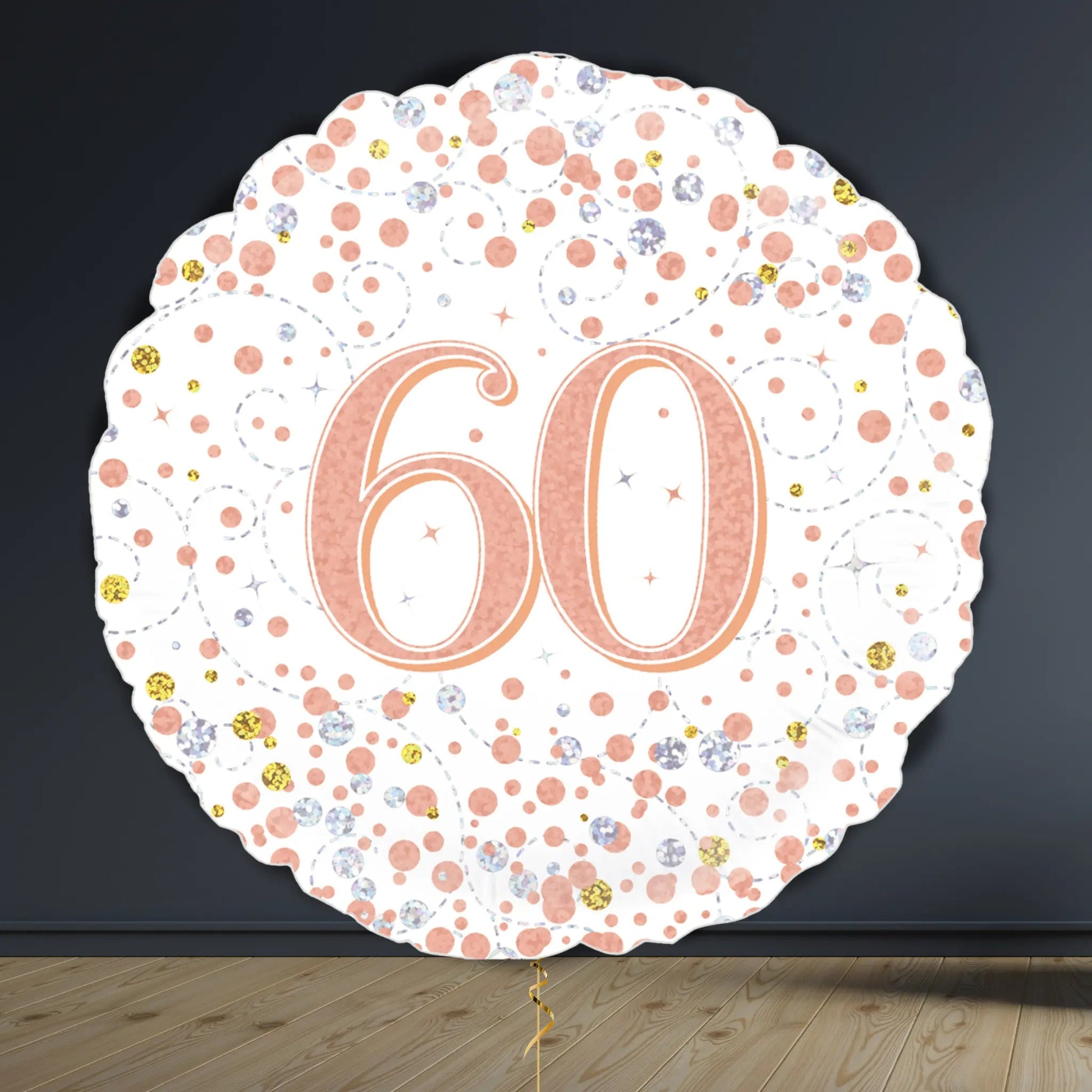 60th Birthday Balloon Package | Rose Gold Hearts & Helium