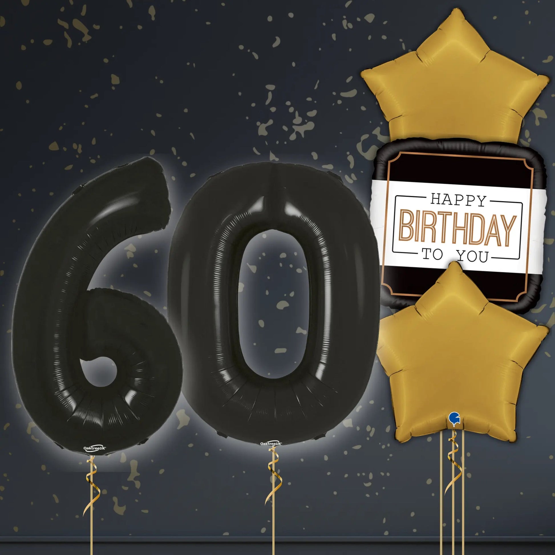 🎈 60th Birthday Black Foil Number Balloon Package – Luxe Celebration Balloons ✨🎂