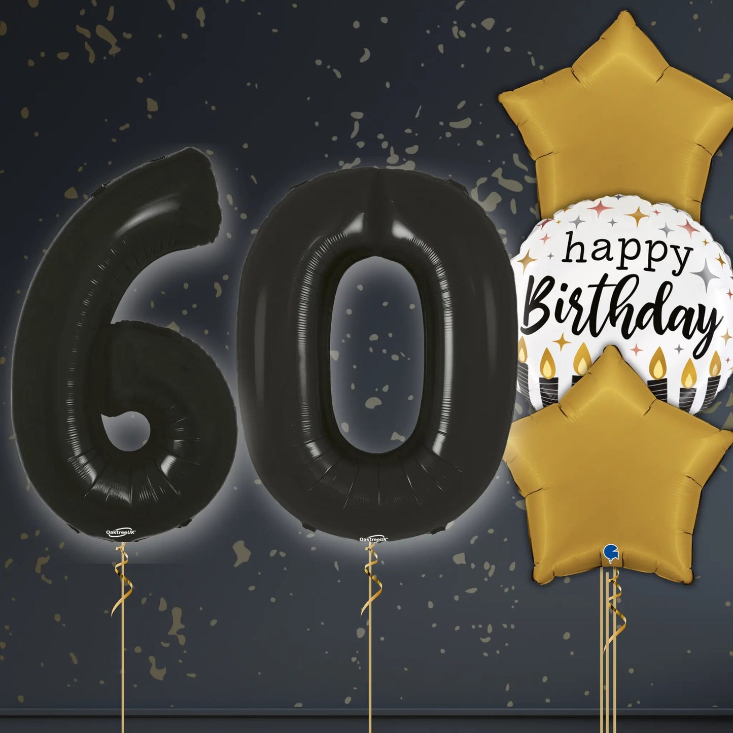 🎈 60th Birthday Black Foil Number Balloon Package – Luxe Celebration Balloons ✨🎂 | The Party Hut Cheltenham