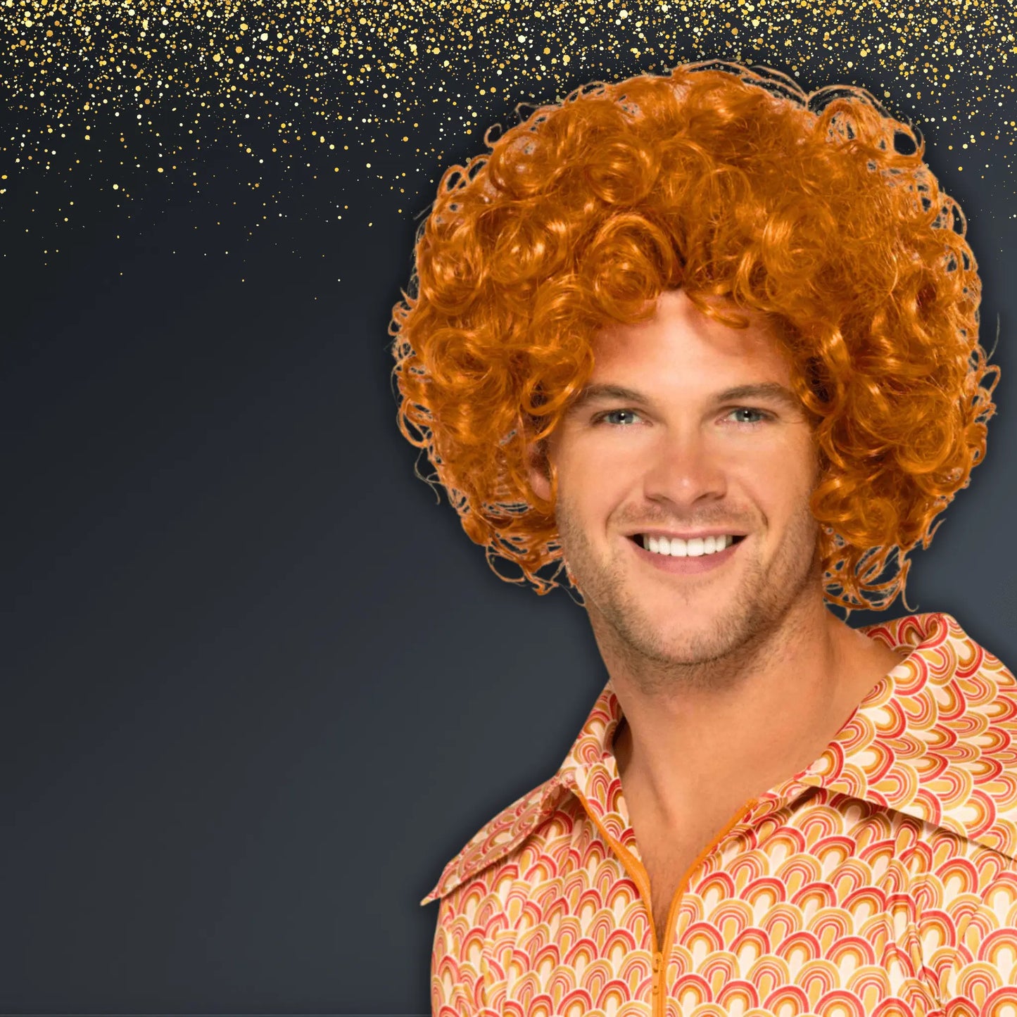 70s Style Curly Wig, Orange | The Party Hut