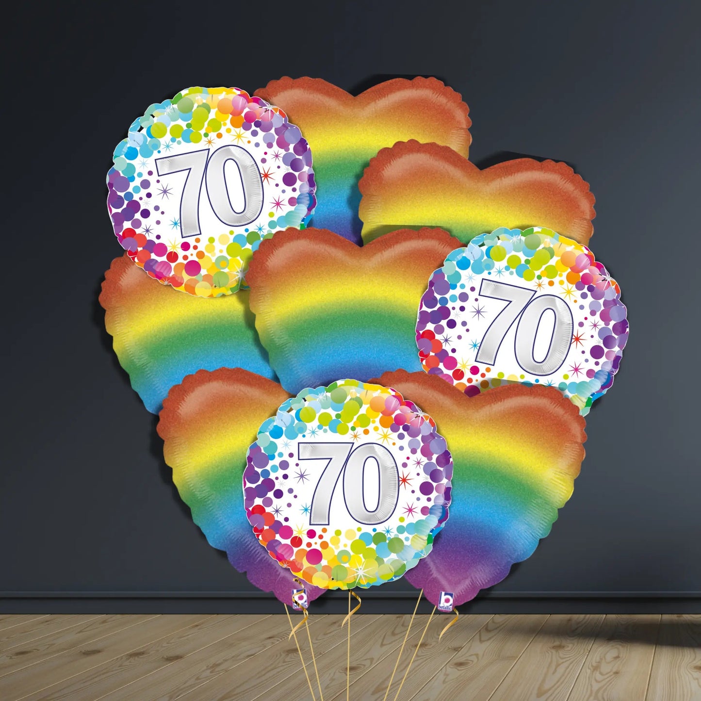 70th Birthday Balloon Package | Confetti Hearts, Helium | The Party Hut Cheltenham