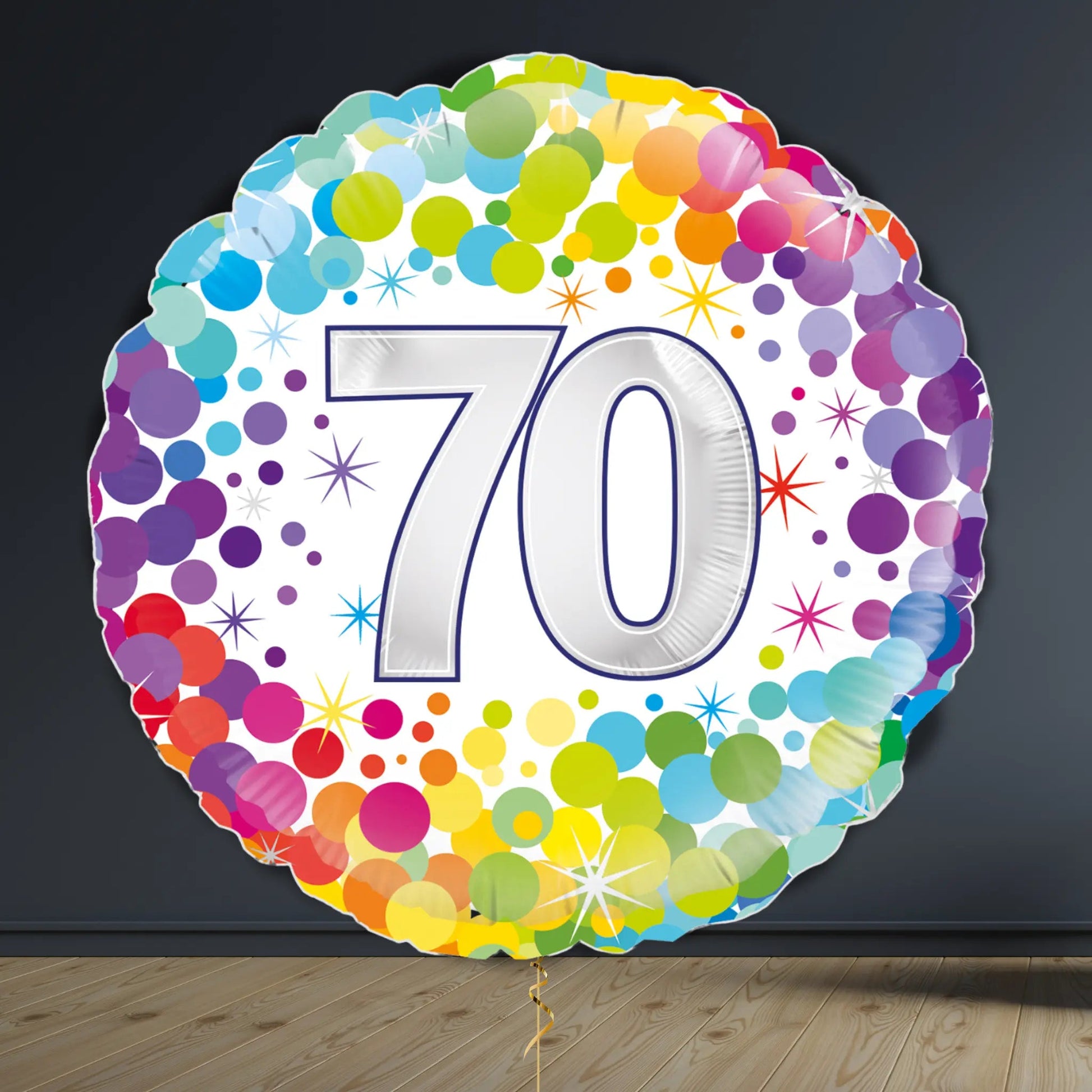 Rainbow 70th Birthday Balloon Package | Heart & Confetti