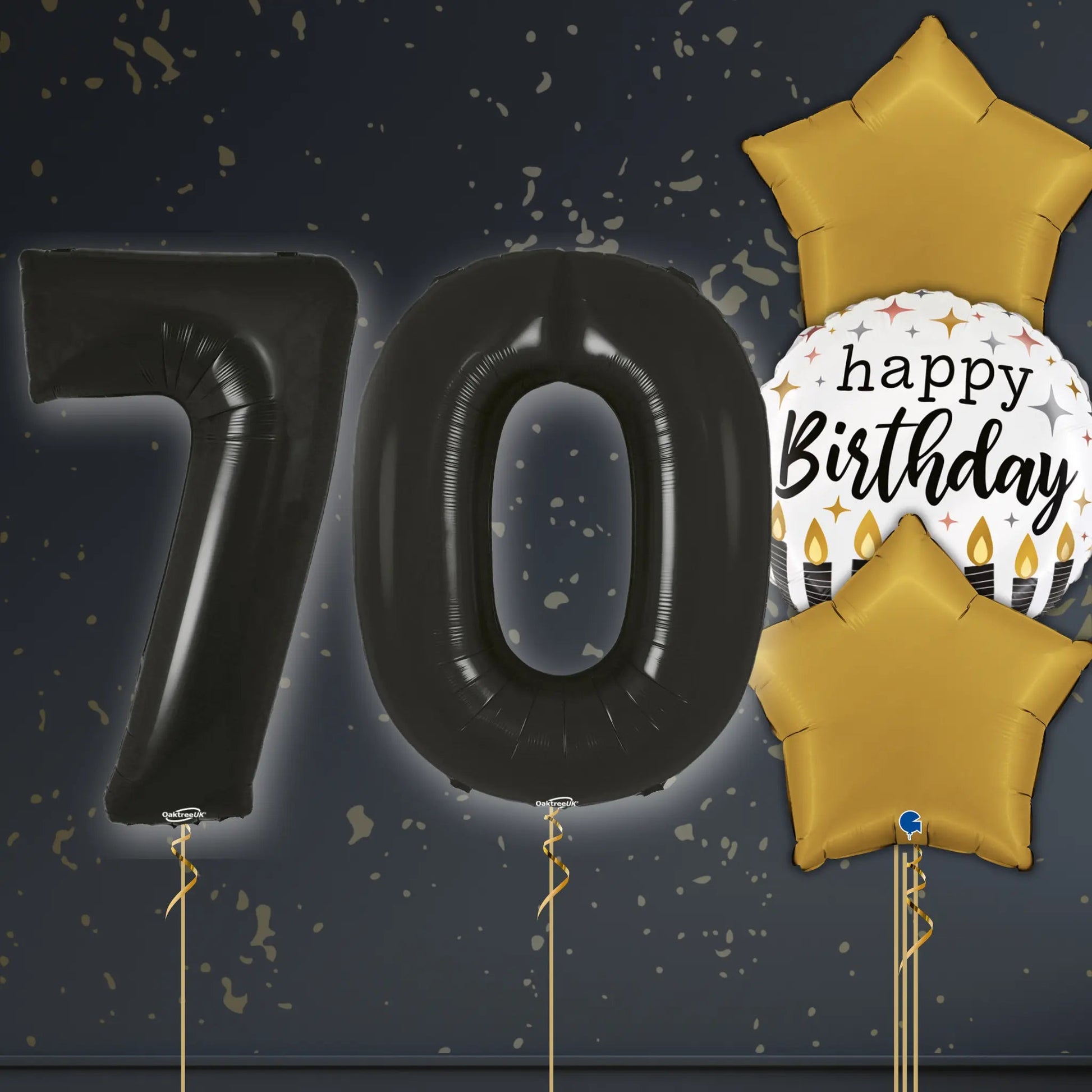 🎈 70th Birthday Black Foil Number Balloon Package – Elegant Milestone Celebration 🎉✨