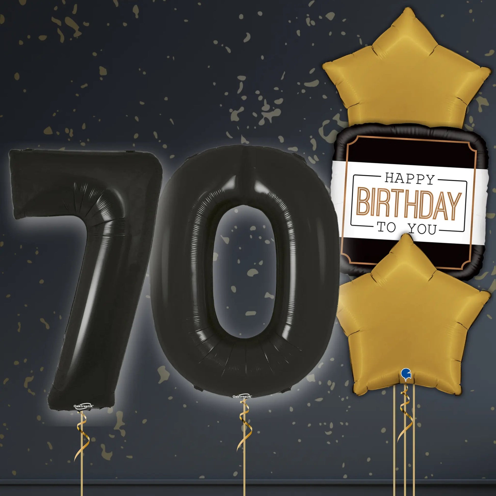 🎈 70th Birthday Black Foil Number Balloon Package – Elegant Milestone Celebration 🎉✨