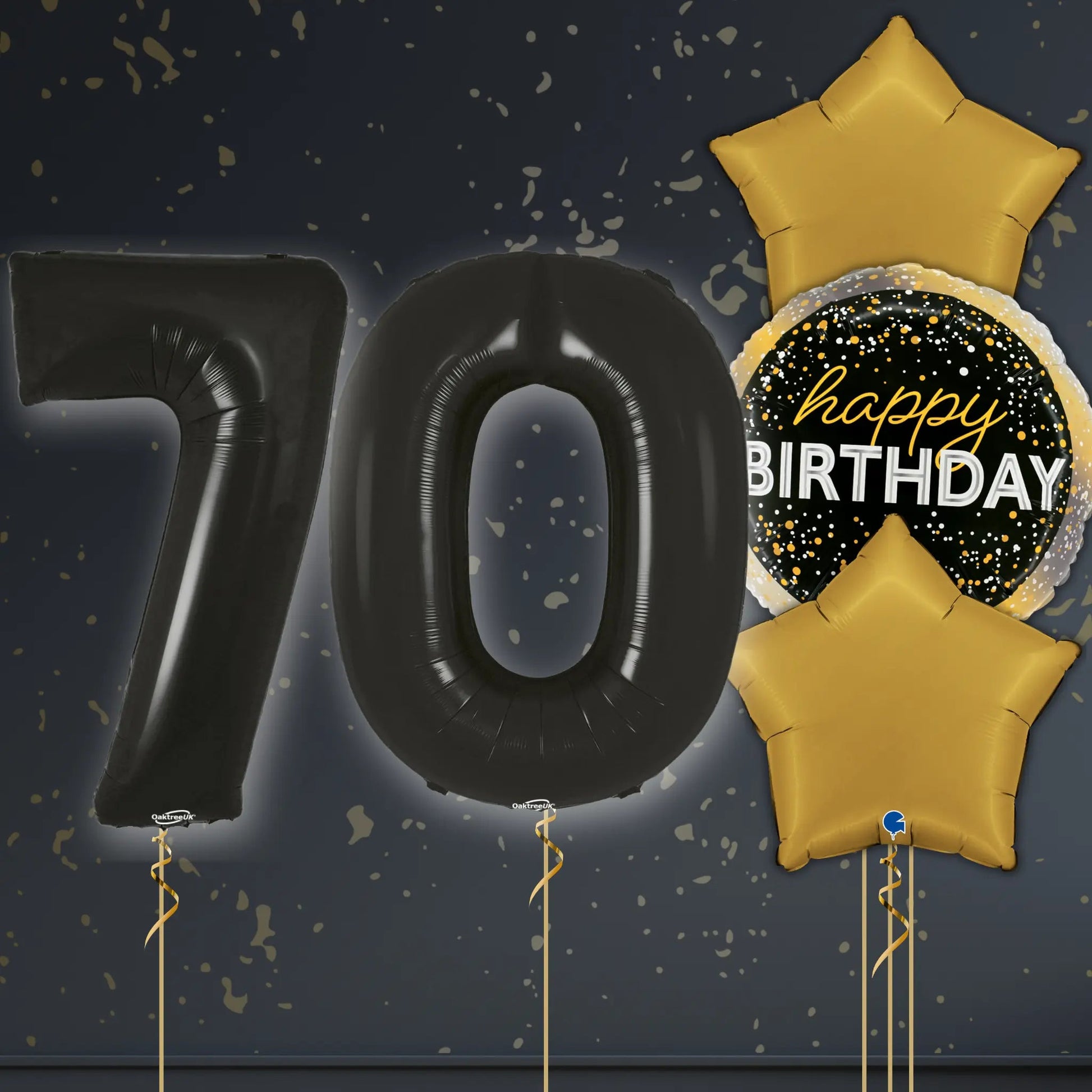 🎈 70th Birthday Black Foil Number Balloon Package – Elegant Milestone Celebration 🎉✨