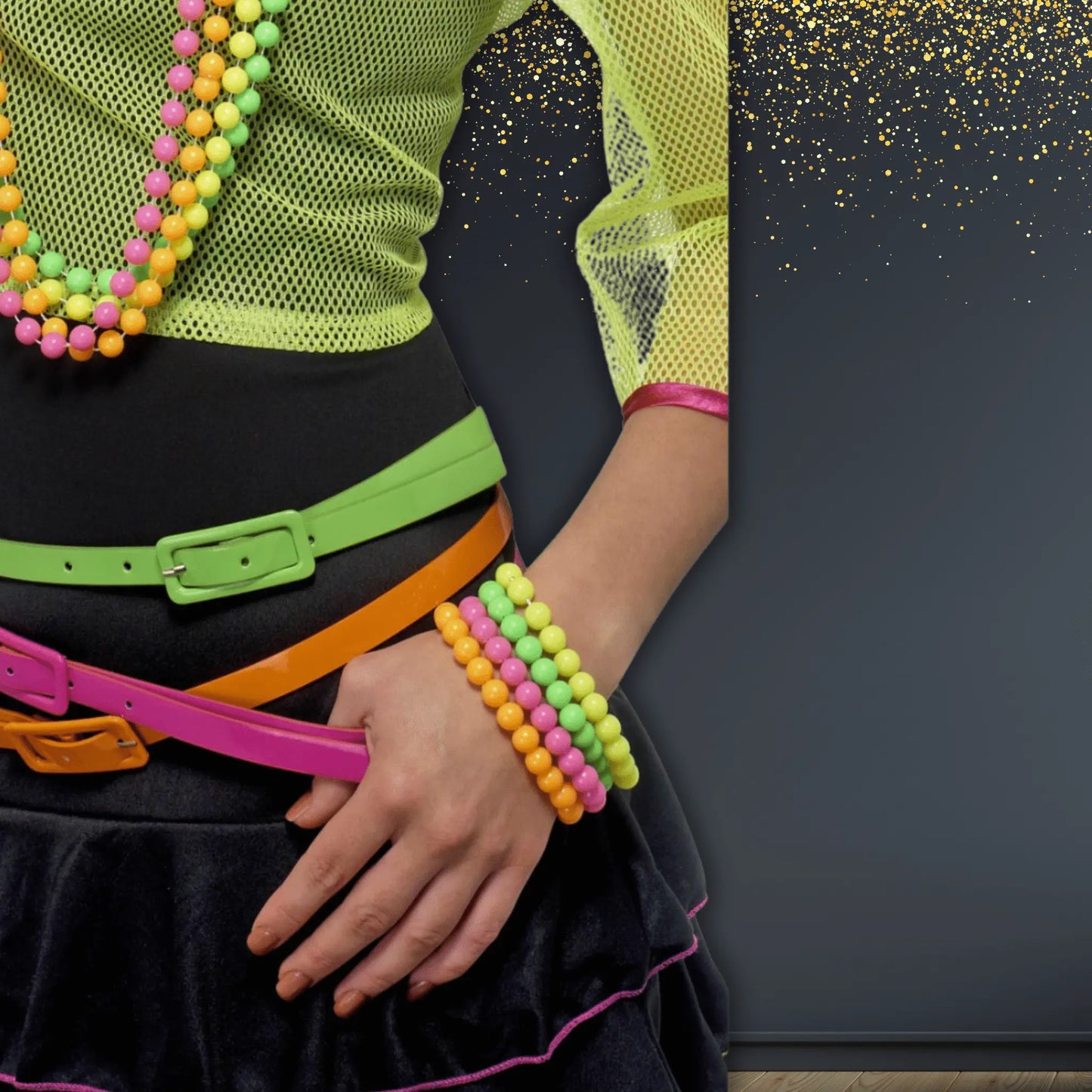 80s Neon Bead Bracelet Set - Bright Party Accessory | The Party Hut