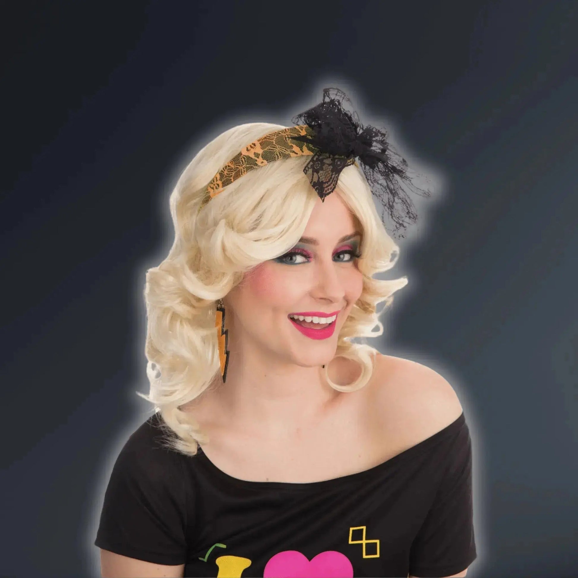 🌟 80s Neon Lace Headband – The Ultimate Retro Glam Accessory! 🎀✨