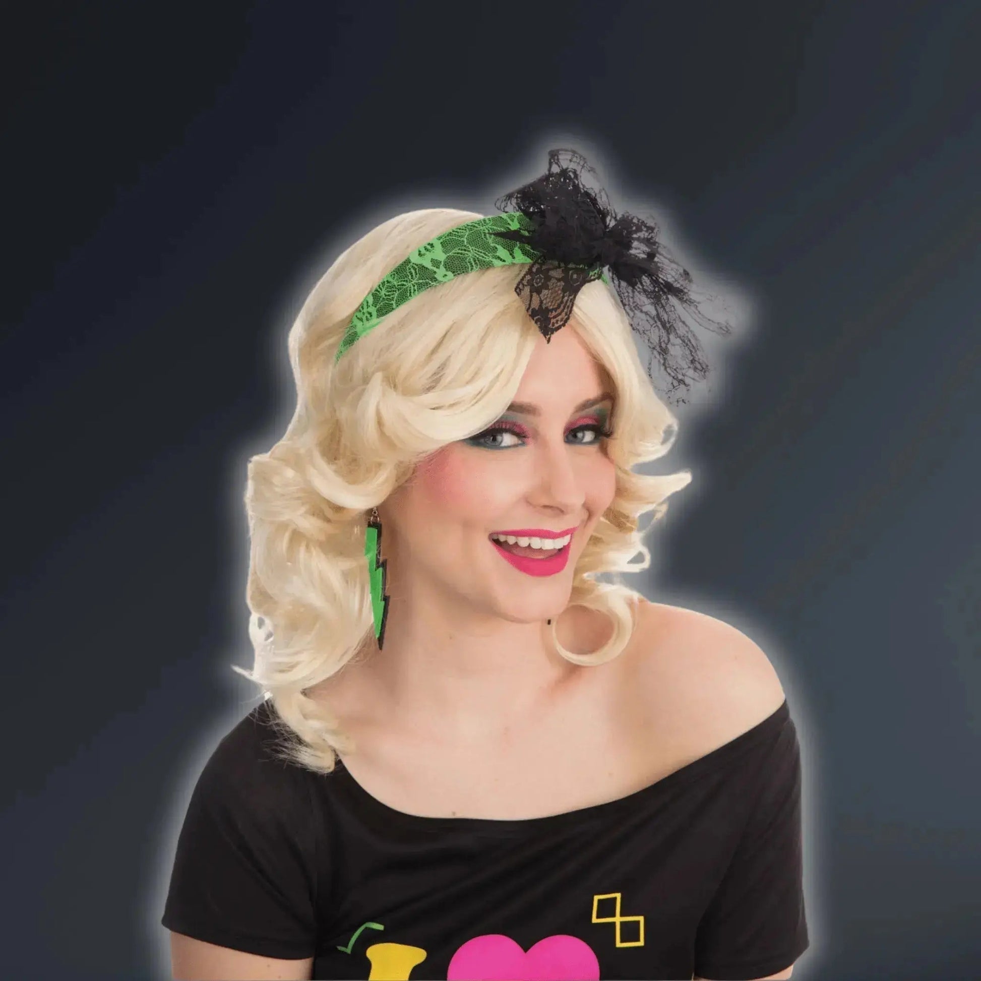 🌟 80s Neon Lace Headband – The Ultimate Retro Glam Accessory! 🎀✨