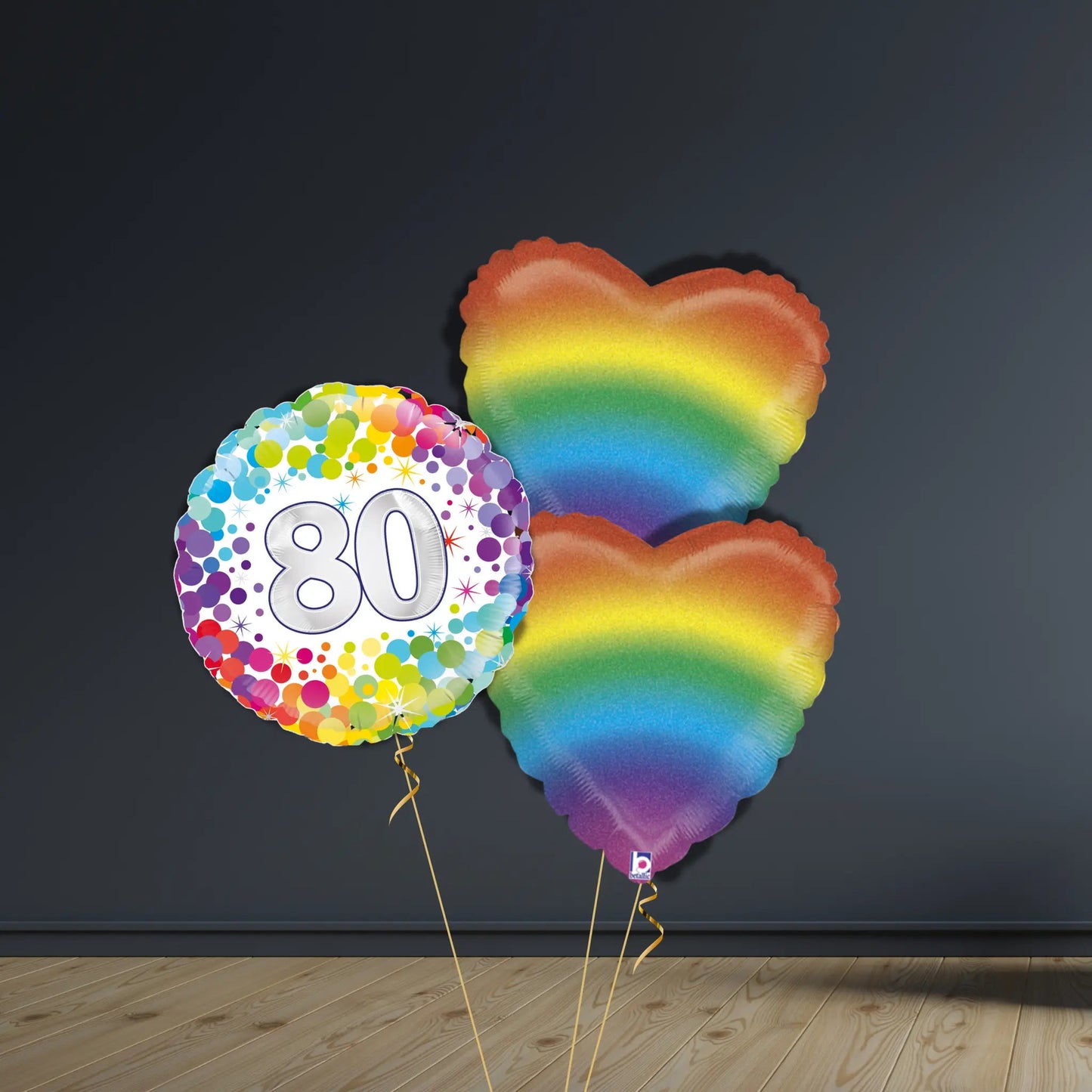 80th Birthday Balloon Package | Confetti Hearts, Helium | The Party Hut Cheltenham