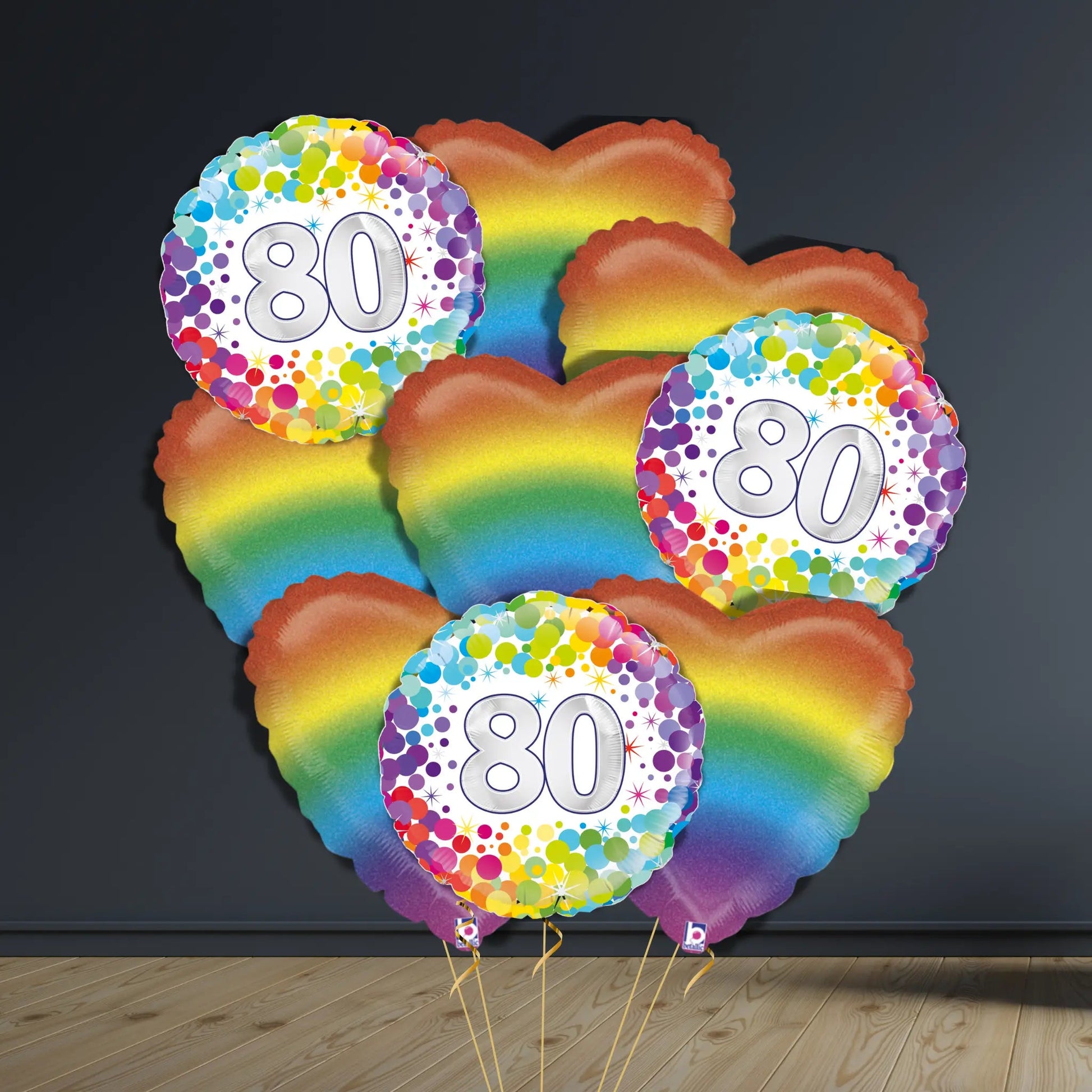 80th Birthday Balloon Package | Confetti Hearts & Helium