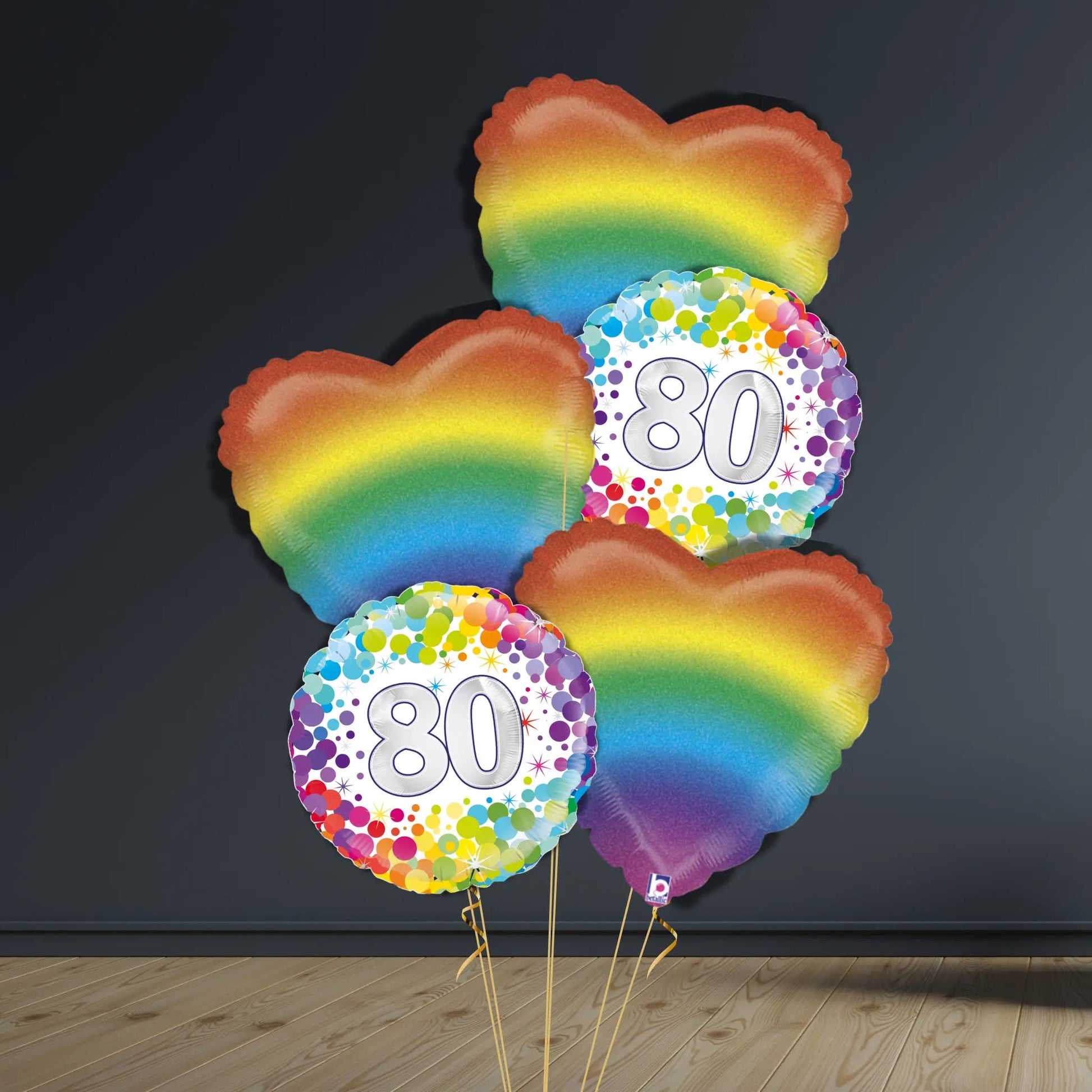 80th Birthday Balloon Package | Confetti Hearts & Helium
