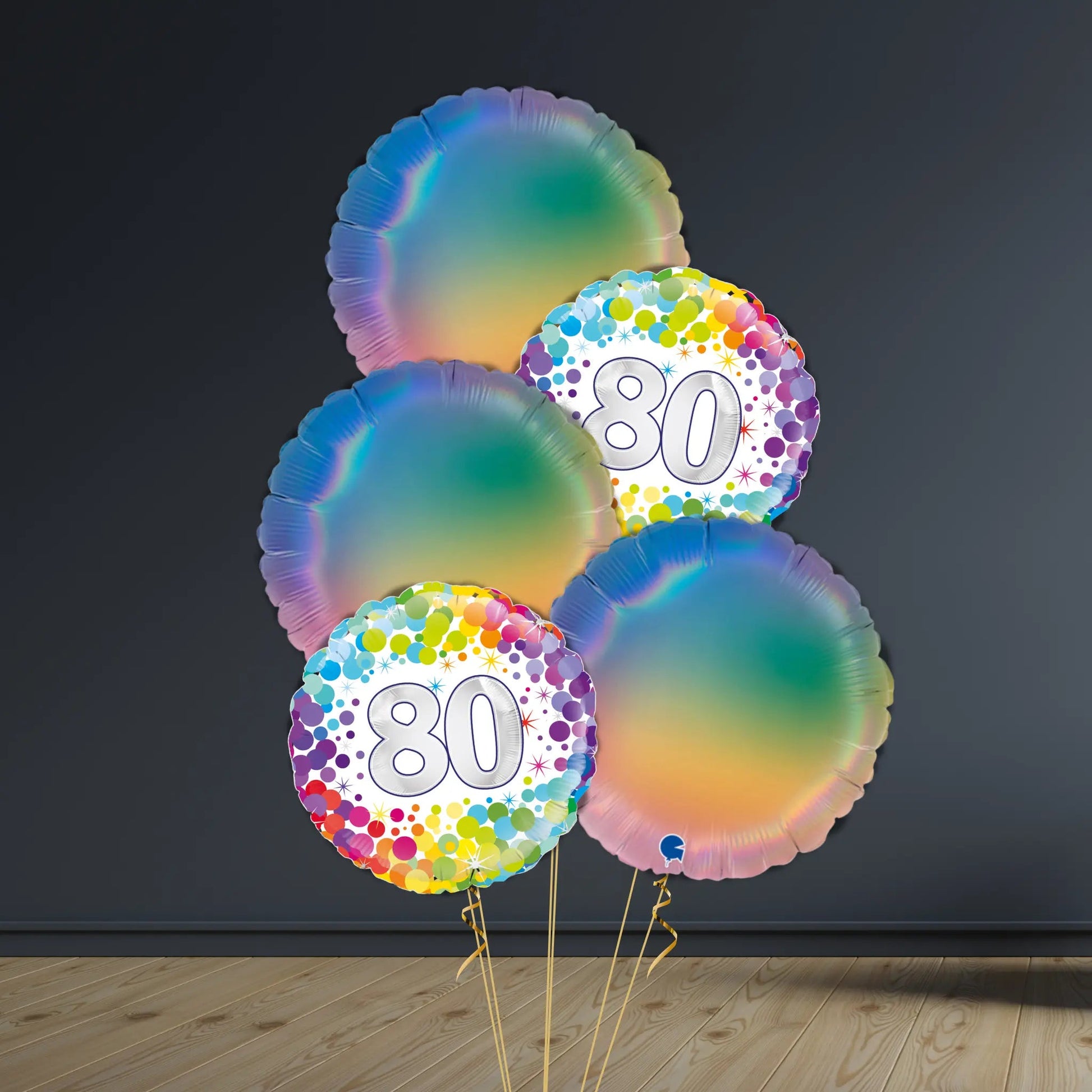 80th Birthday Balloon Package | Confetti Rounds, Helium