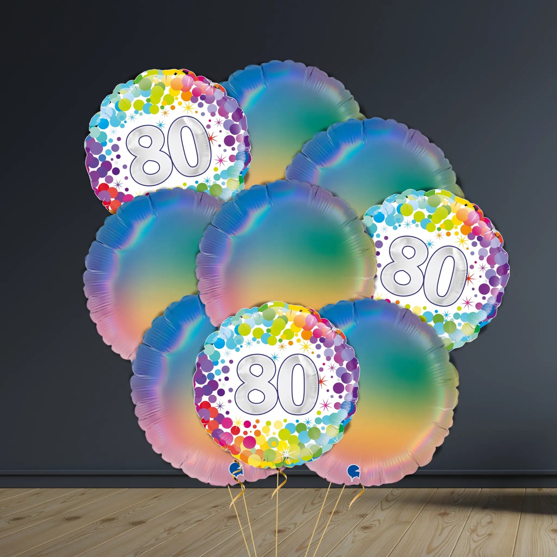 80th Birthday Balloon Package | Confetti Rounds, Helium