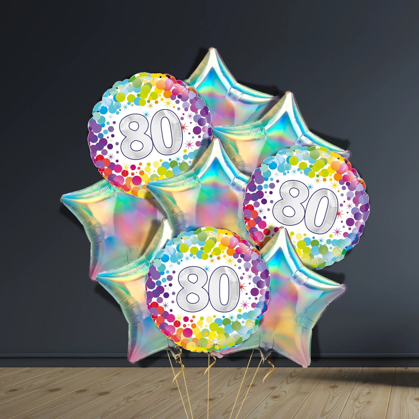 80th Birthday Balloon Package | Confetti Stars, Helium | The Party Hut Cheltenham