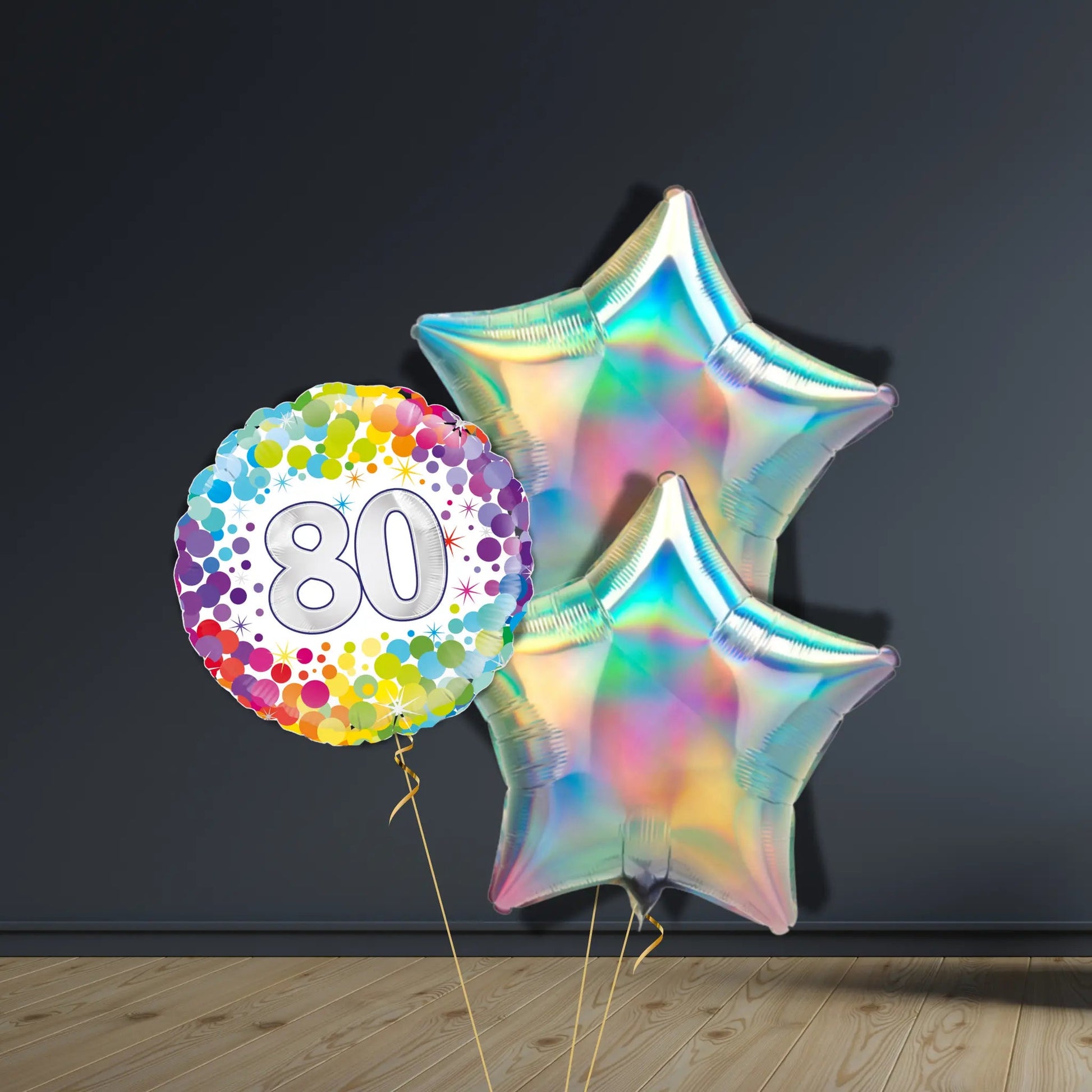 80th Birthday Balloon Package | Confetti Stars & Helium