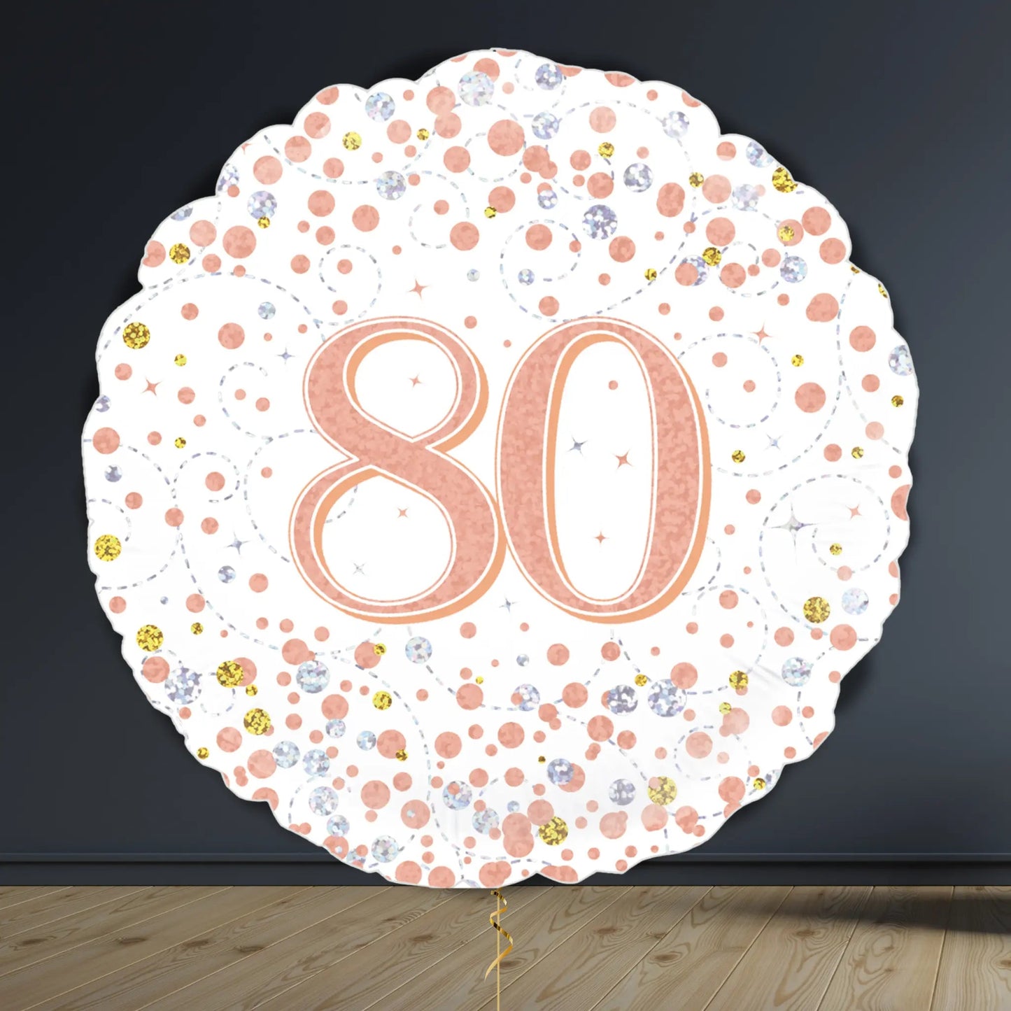 80th Birthday Balloon Package | Rose Gold Hearts, Helium | The Party Hut Cheltenham