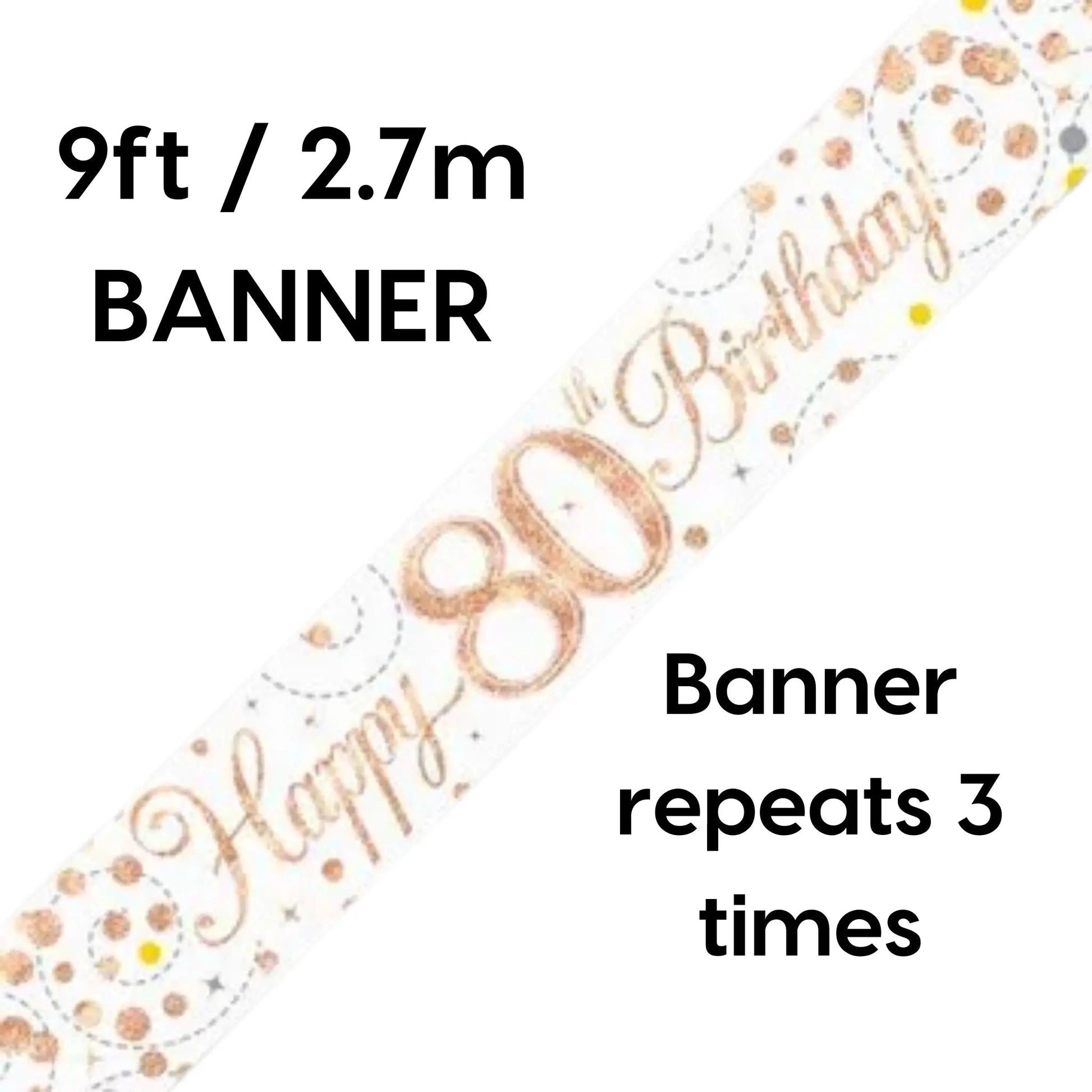 80th Birthday Banner Rose Gold | Sparkling Fizz Design