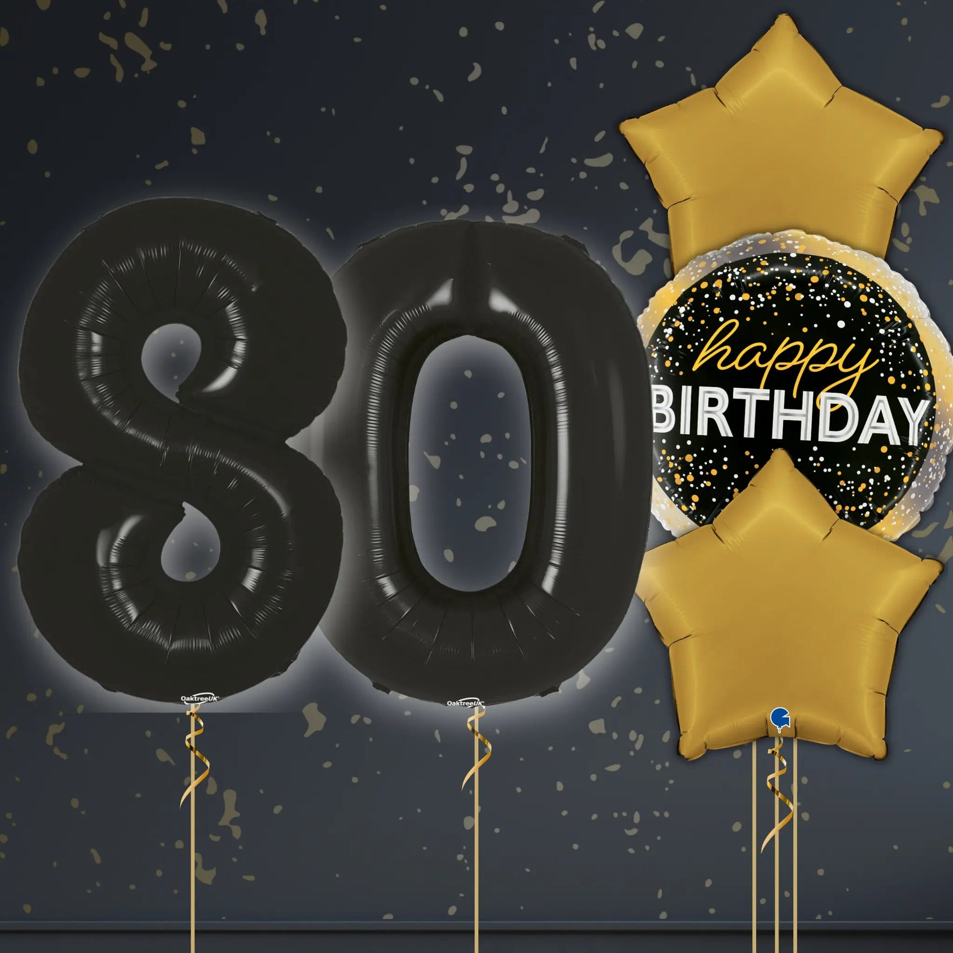 🎈 80th Birthday Black Foil Number Balloon Package – Elegant Celebration Balloons 🎉✨