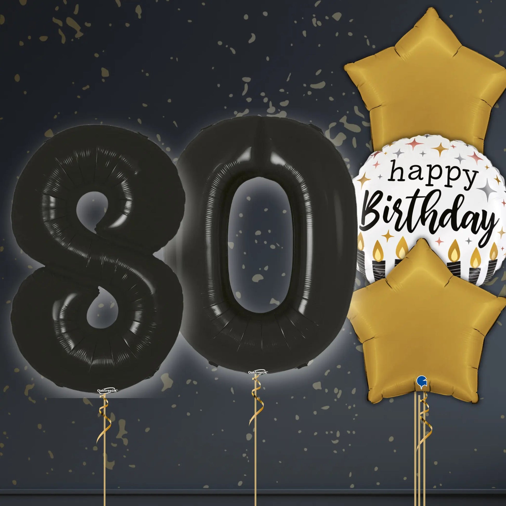🎈 80th Birthday Black Foil Number Balloon Package – Elegant Celebration Balloons 🎉✨