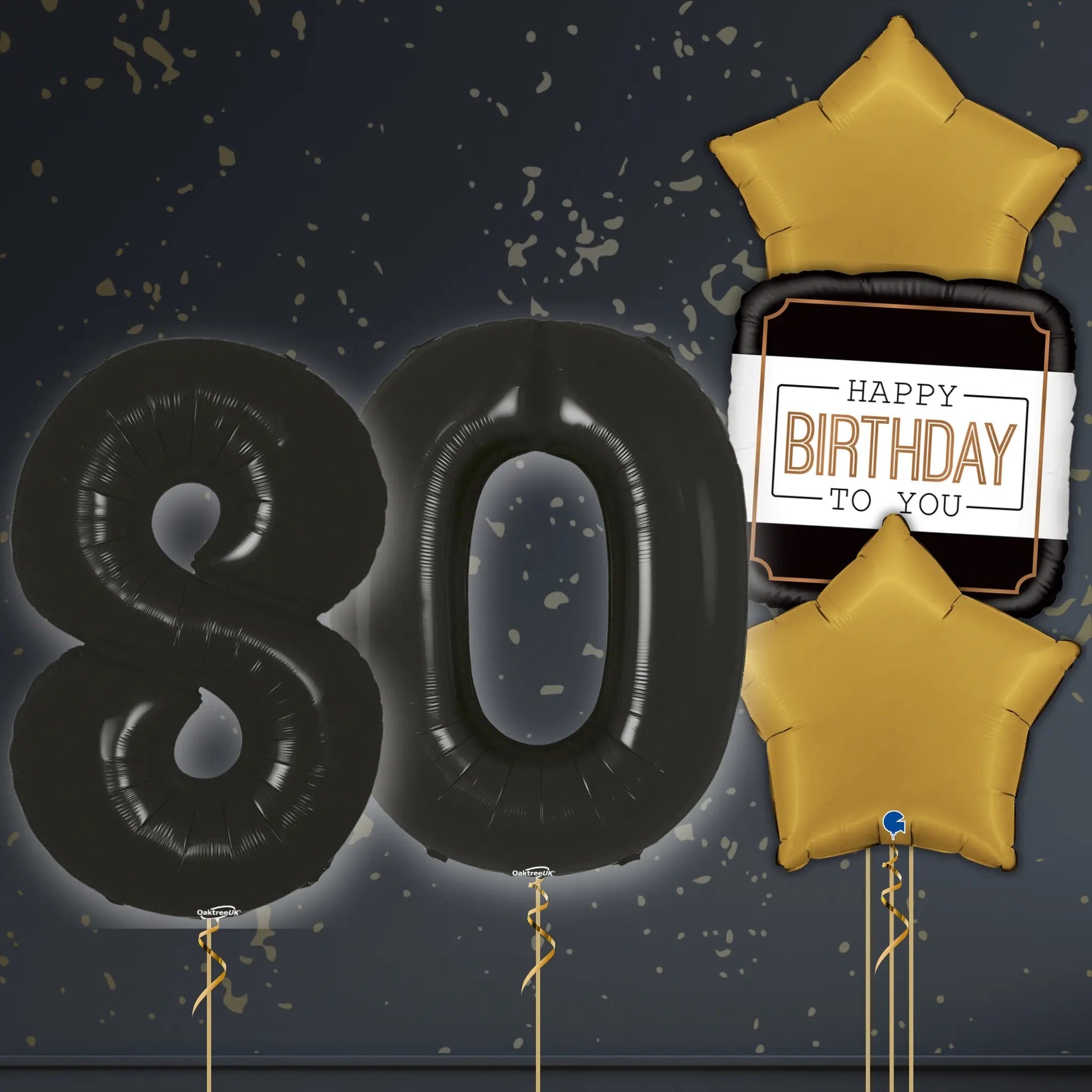 🎈 80th Birthday Black Foil Number Balloon Package – Elegant Celebration Balloons 🎉✨