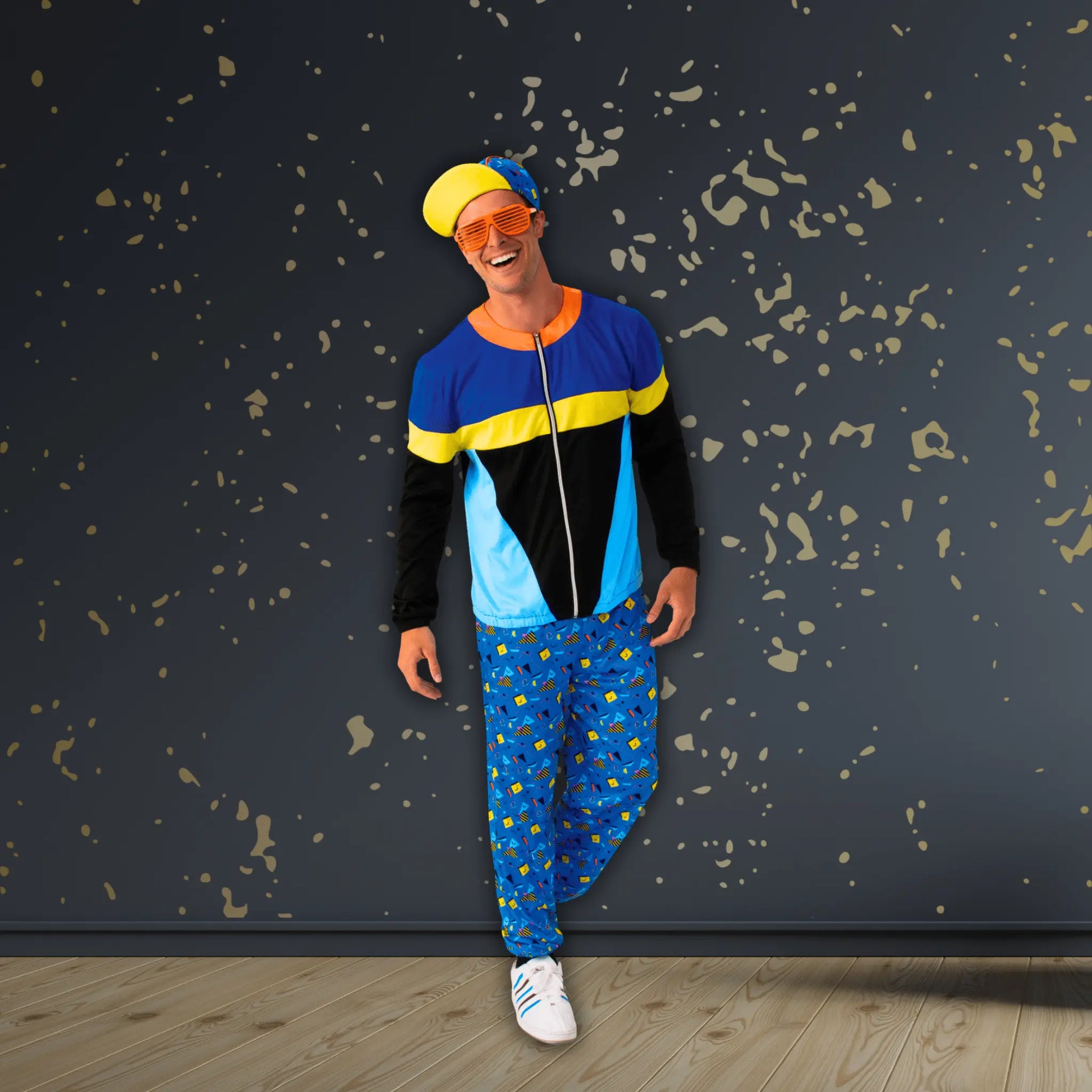 90s Tracksuit Costume – Trousers, Top & Cap Fancy Dress Set