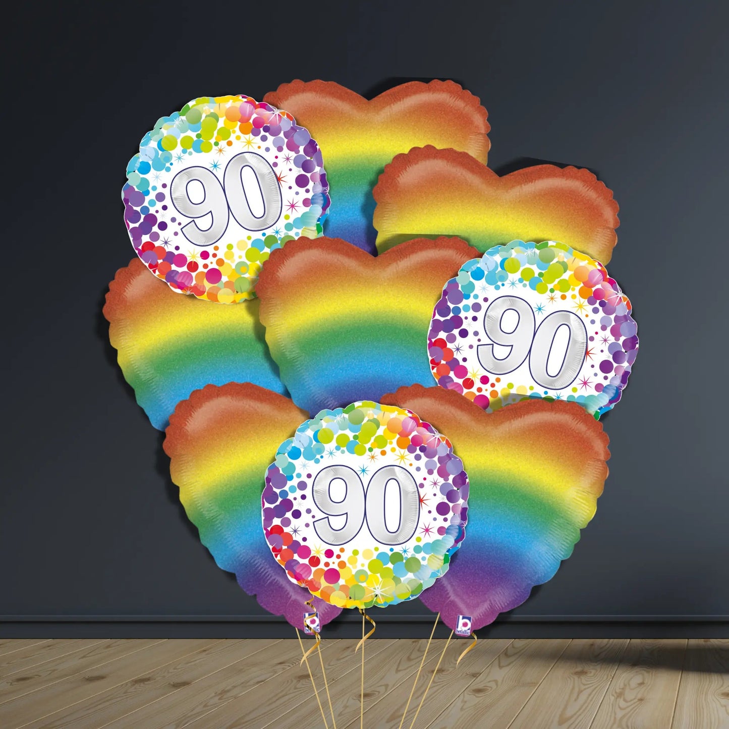 90th Birthday Balloon Package | Confetti Hearts, Helium | The Party Hut Cheltenham