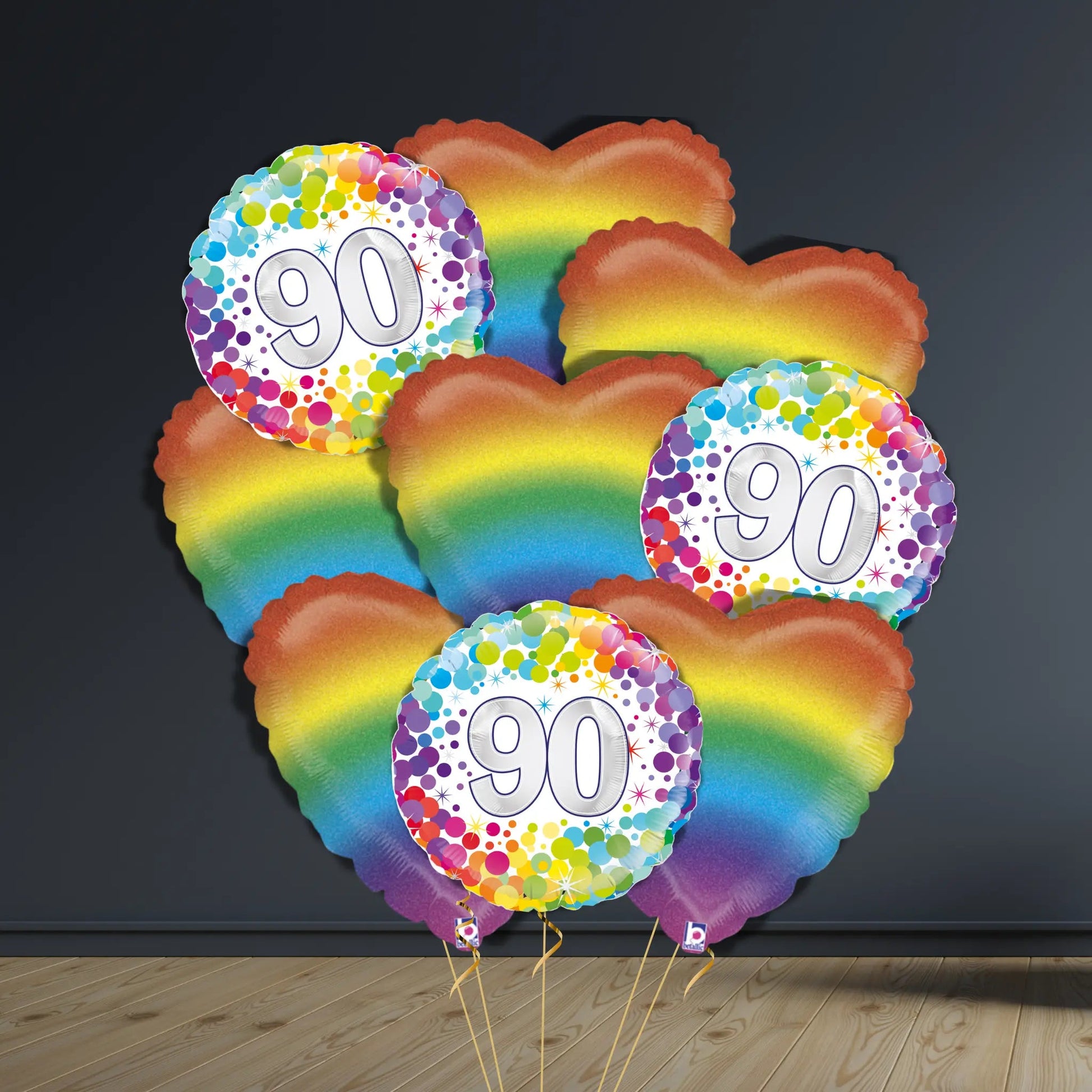 90th Birthday Balloon Package | Confetti Hearts & Helium
