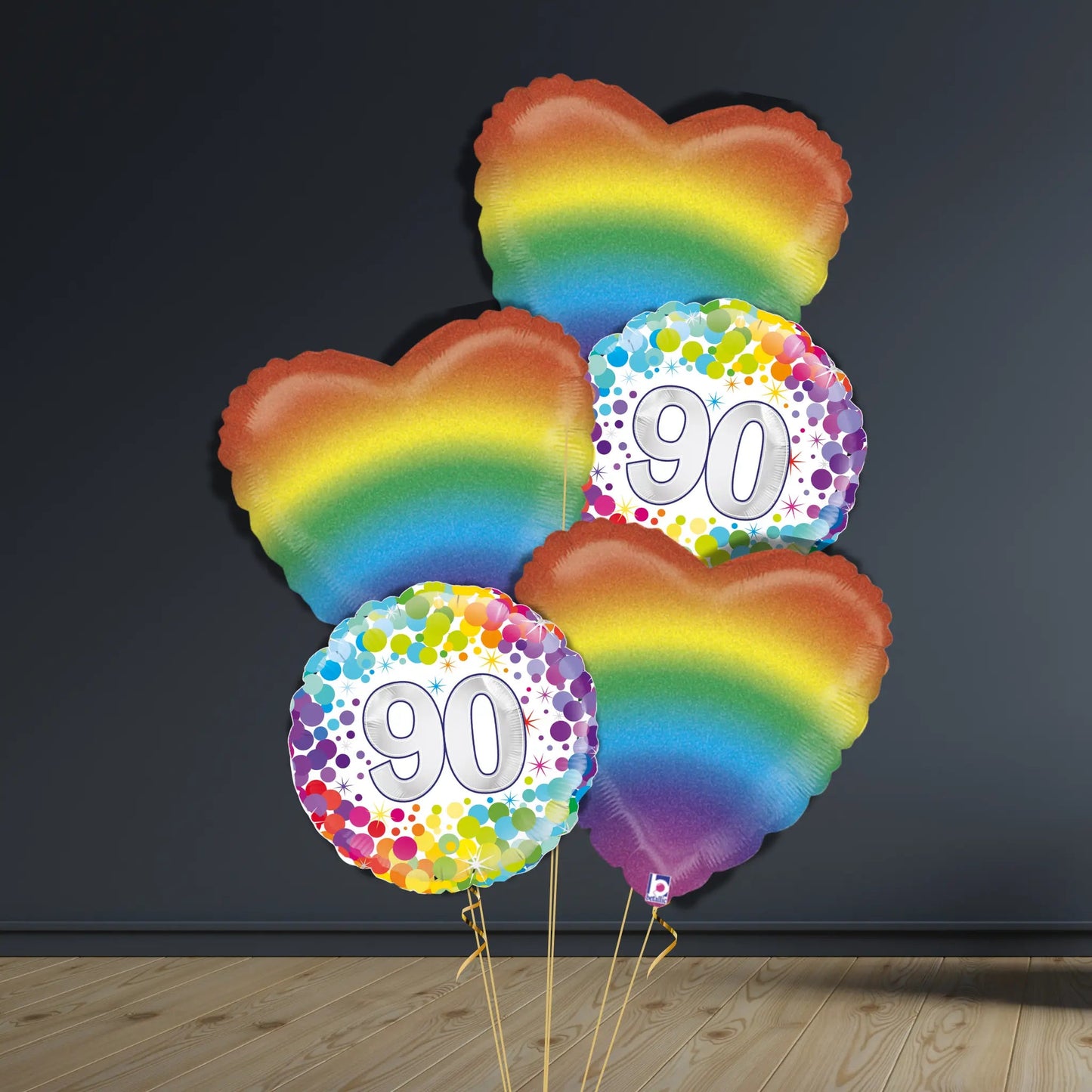 90th Birthday Balloon Package | Confetti Hearts, Helium | The Party Hut Cheltenham