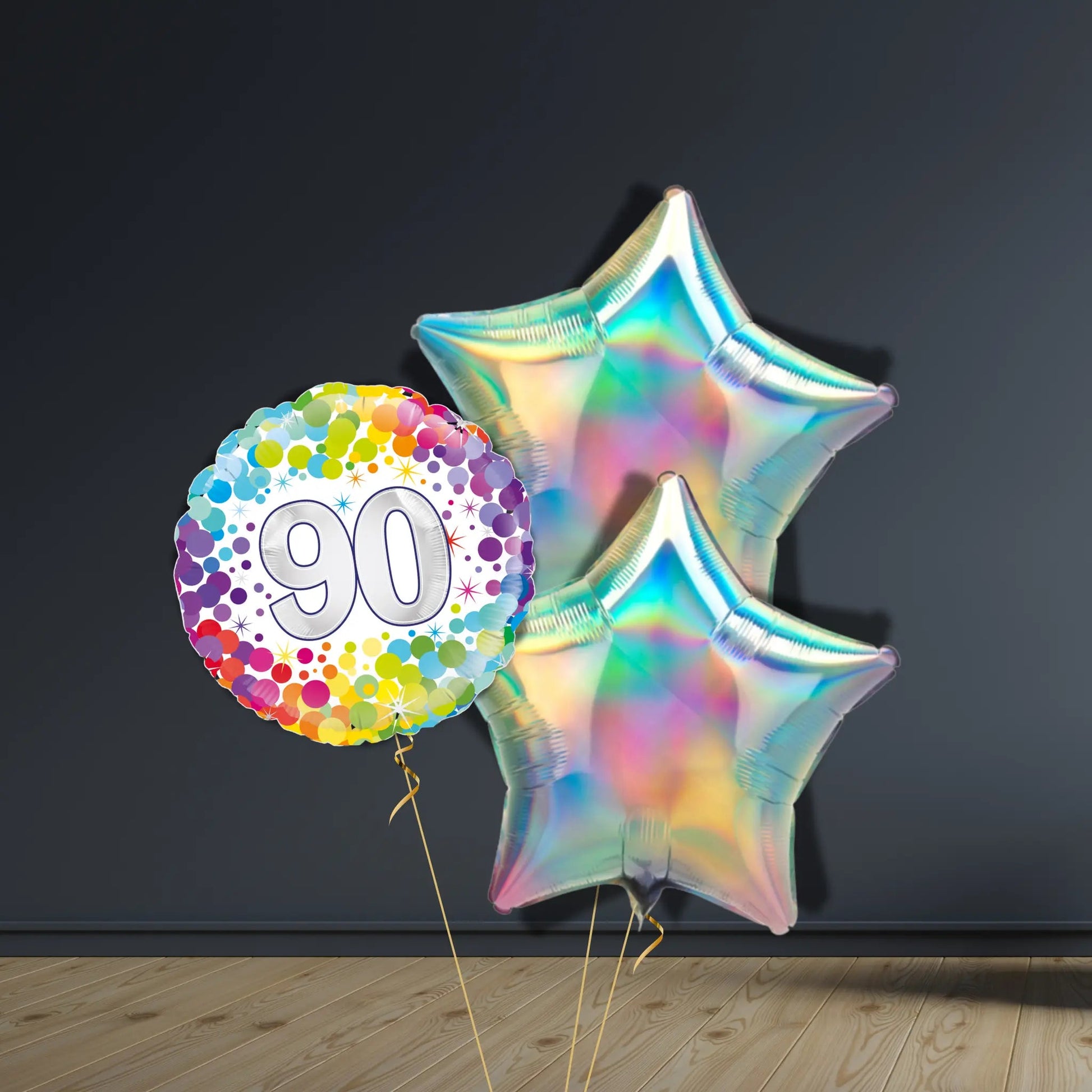 90th Birthday Balloon Package | Confetti Stars & Helium