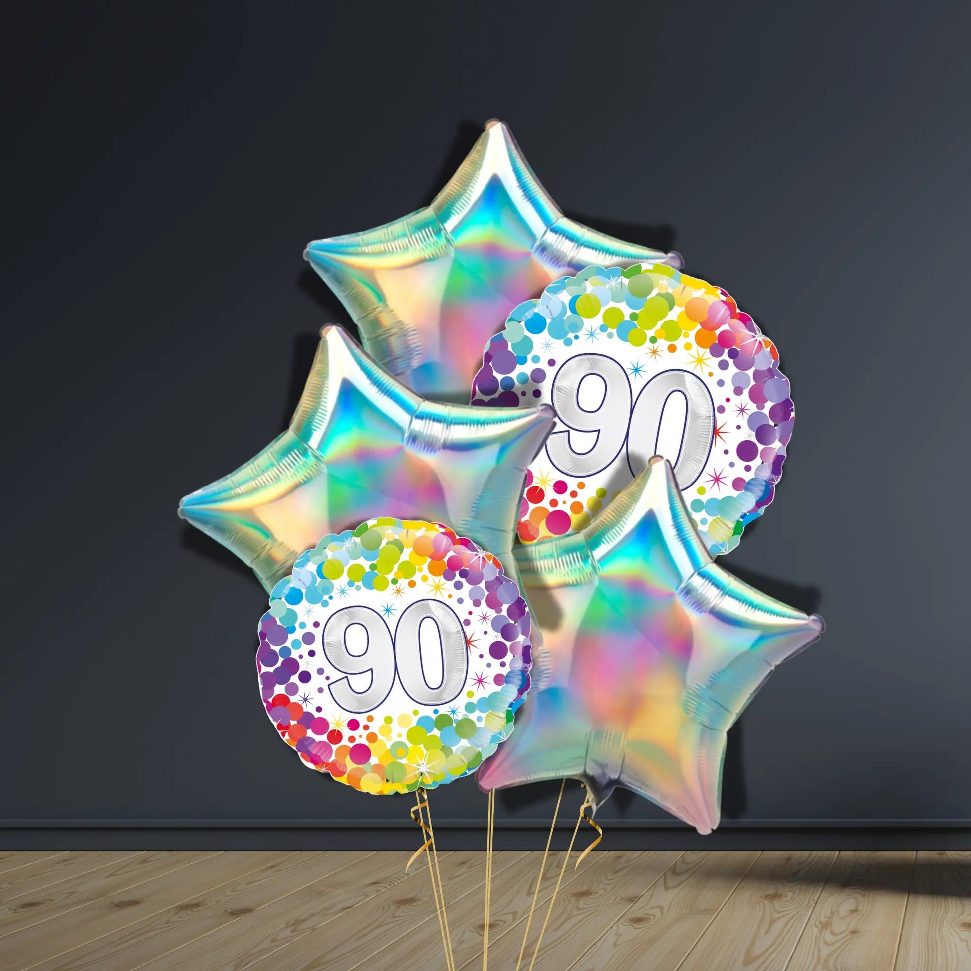 90th Birthday Balloon Package | Confetti Stars & Helium