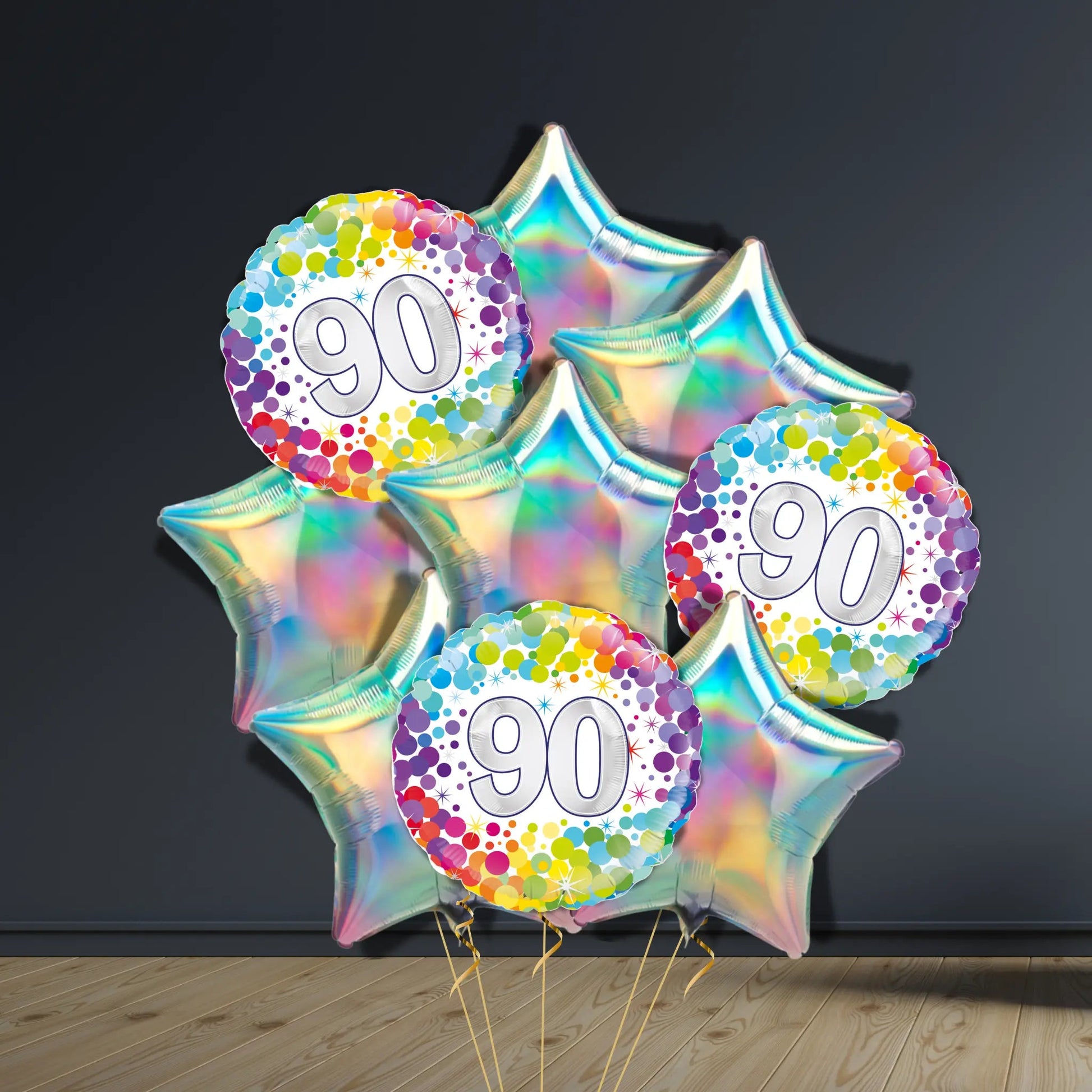 90th Birthday Balloon Package | Confetti Stars & Helium