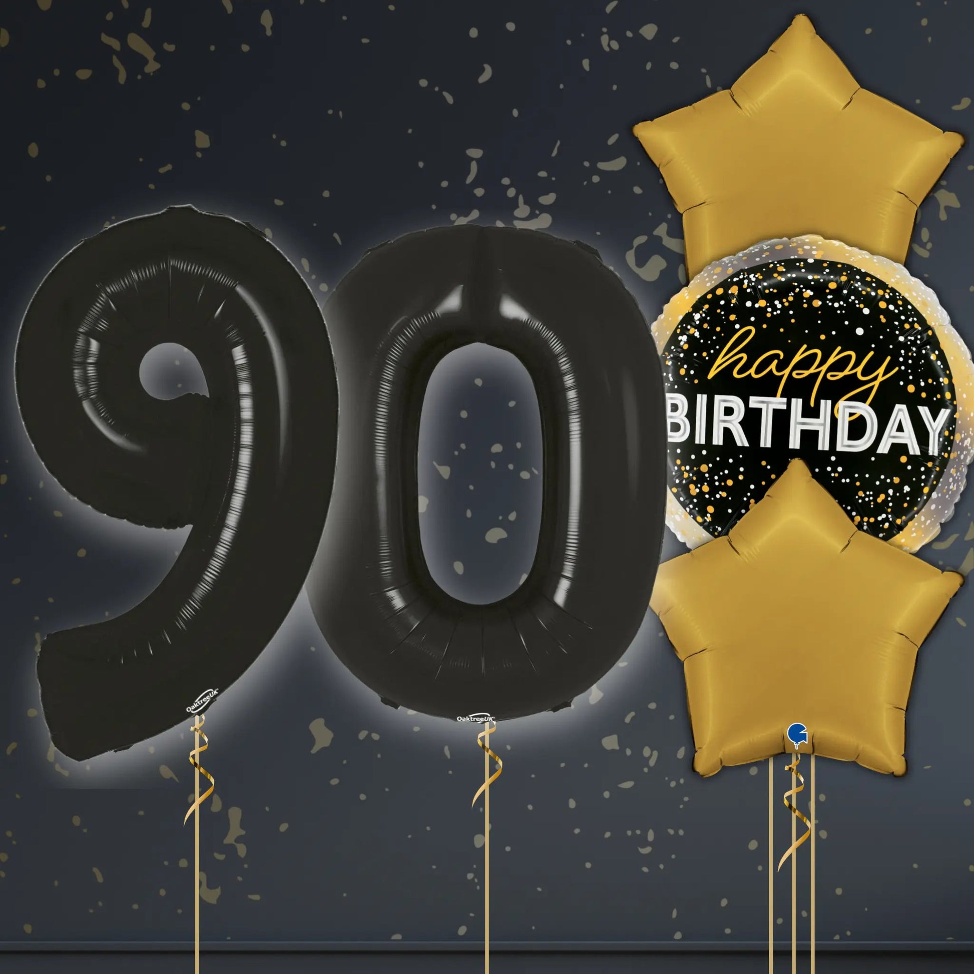 🎈 90th Birthday Black Foil Number Balloon Package – Elegant Celebration Décor ✨🎂