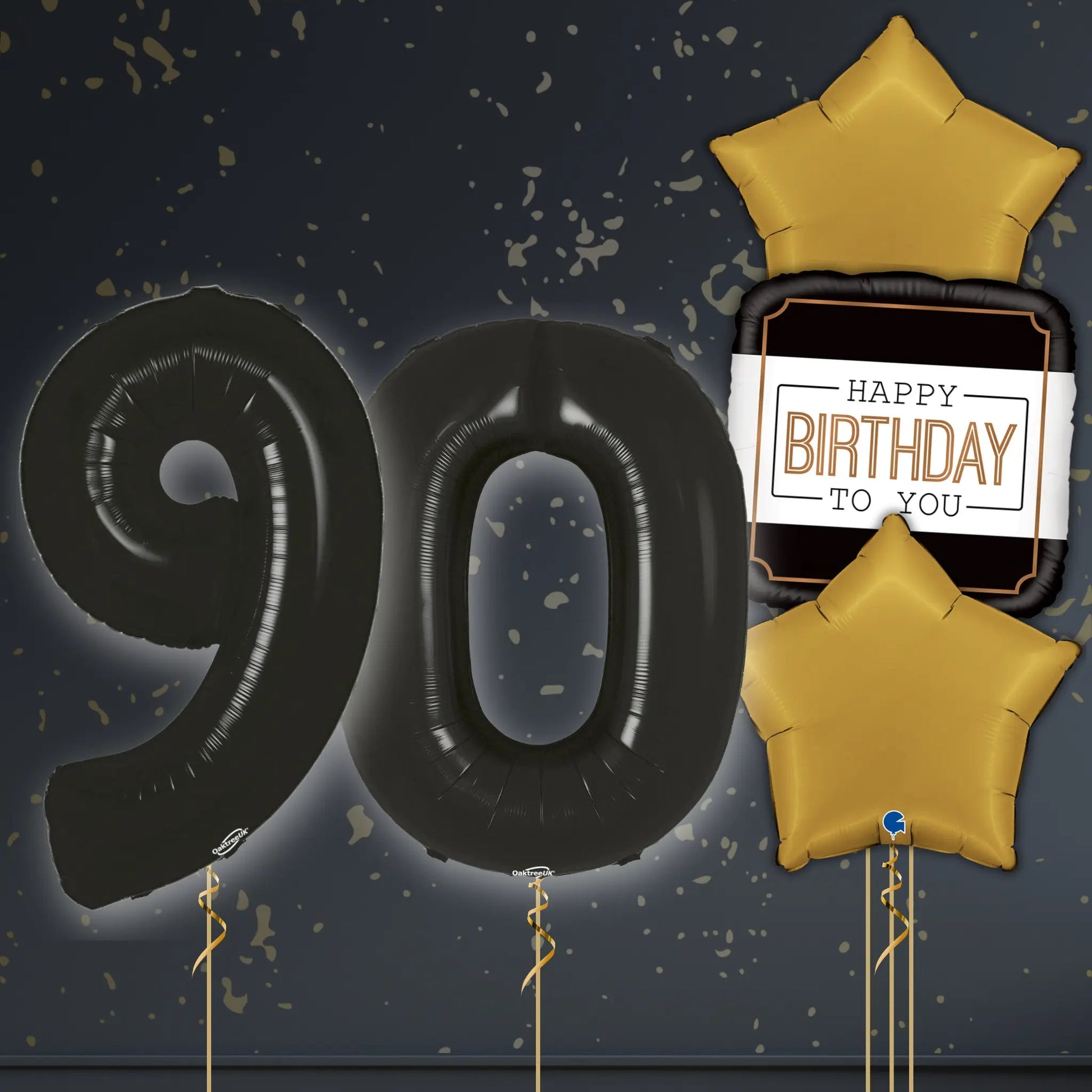 🎈 90th Birthday Black Foil Number Balloon Package – Elegant Celebration Décor ✨🎂