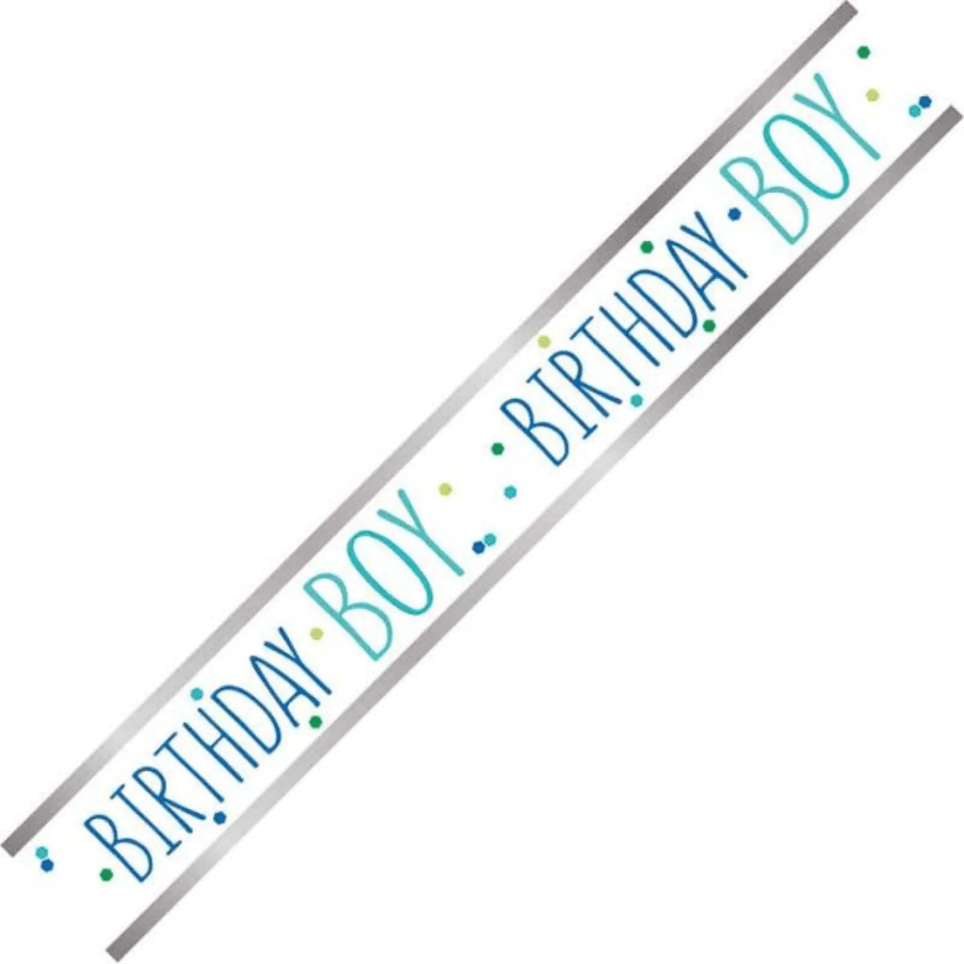 9ft Happy Birthday Boy Foil Banner – Fun & Festive Party Décor