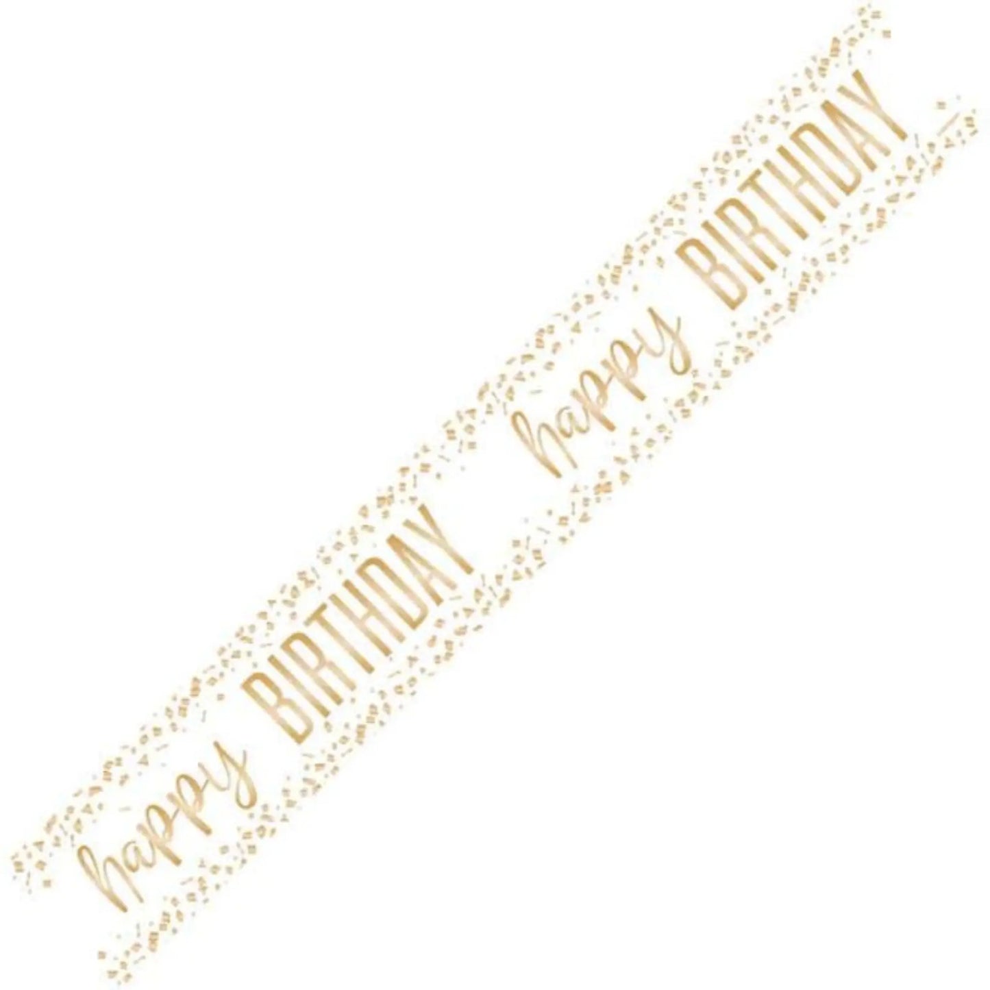 9ft Happy Birthday Confetti Gold Foil Banner – Elegant Party Décor | The Party Hut