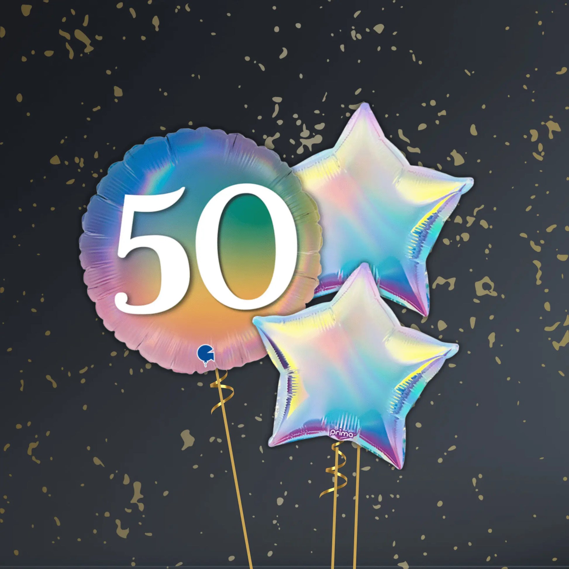 Age 50 Rainbow Balloon Package - Helium Filled