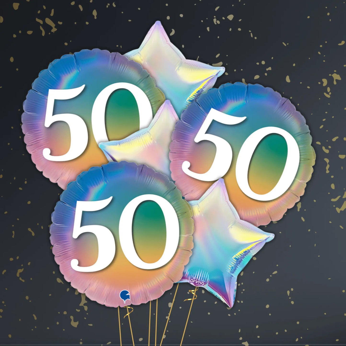 18" Colourful Rainbow Age 50 Foil Balloon – Single or Balloon Bouquet | The Party Hut