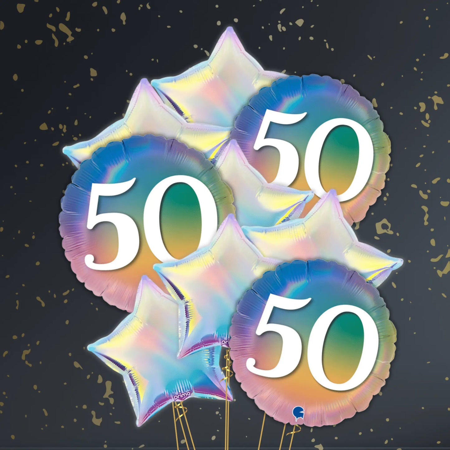 18" Colourful Rainbow Age 50 Foil Balloon – Single or Balloon Bouquet | The Party Hut